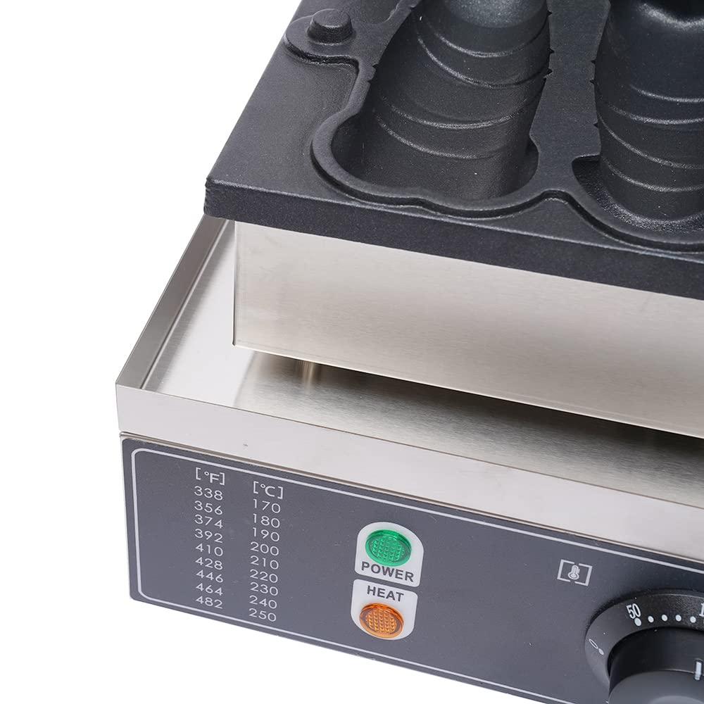 LoyalHeartDY 4-Piece Penis-Shaped Waffle Maker - 1600W Commercial Electric Waffle Machine with Non-Stick Coating (110V) - Perfect for Bakeries, Restaurants & Adult-Themed Parties - Silver & Black Hot Dog Baker for Unique Breakfast & Dessert Creations