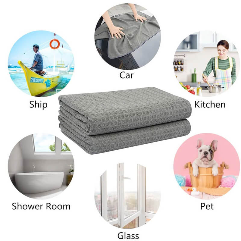 Premium Waffle Weave Microfiber Towels - 16x24 Inches, 380GSM, Bulk Pack of 120 - Ultra Absorbent & Quick Drying for Gym, Spa, Hotel & Automotive Detailing