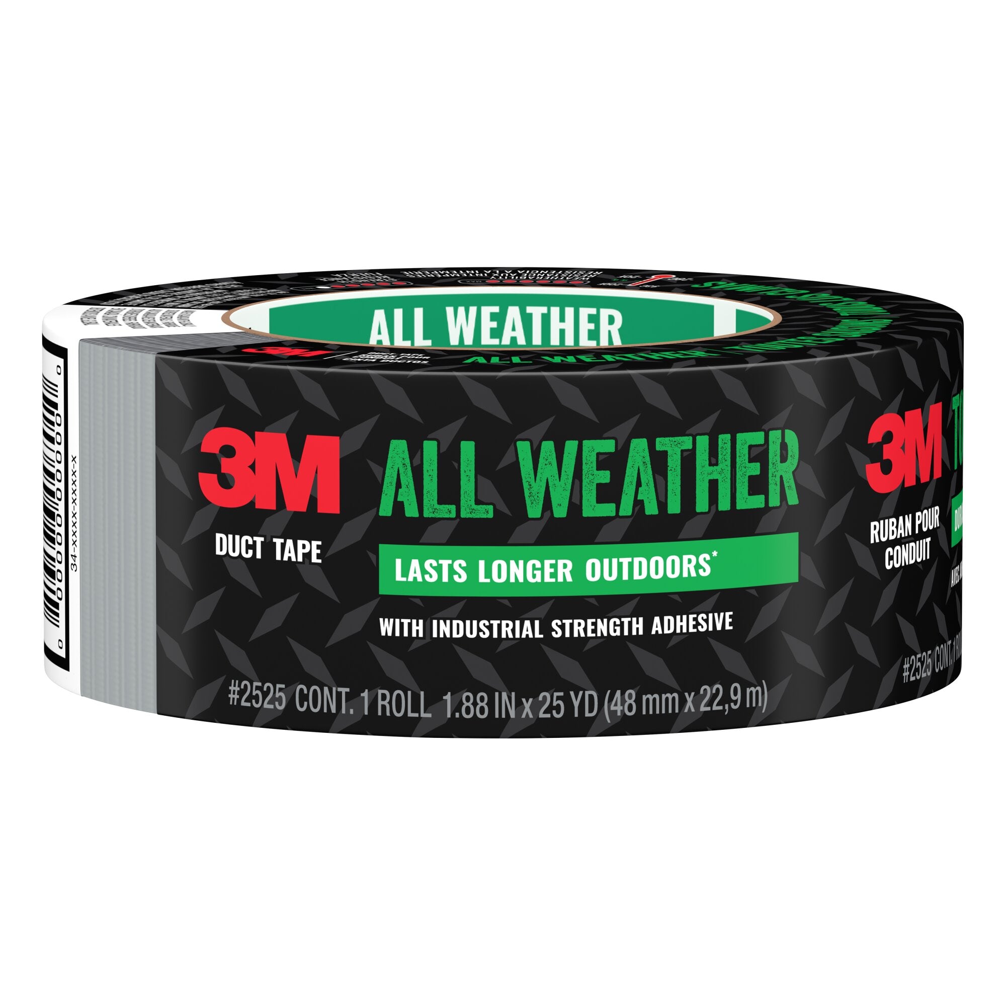 3M All Weather Duct Tape 2525 - Heavy Duty Waterproof Tape, 1.88 in x 25 yd (48 mm x 22.8 m) - Ideal for Outdoor Repairs, Sealing, and Emergency Fixes