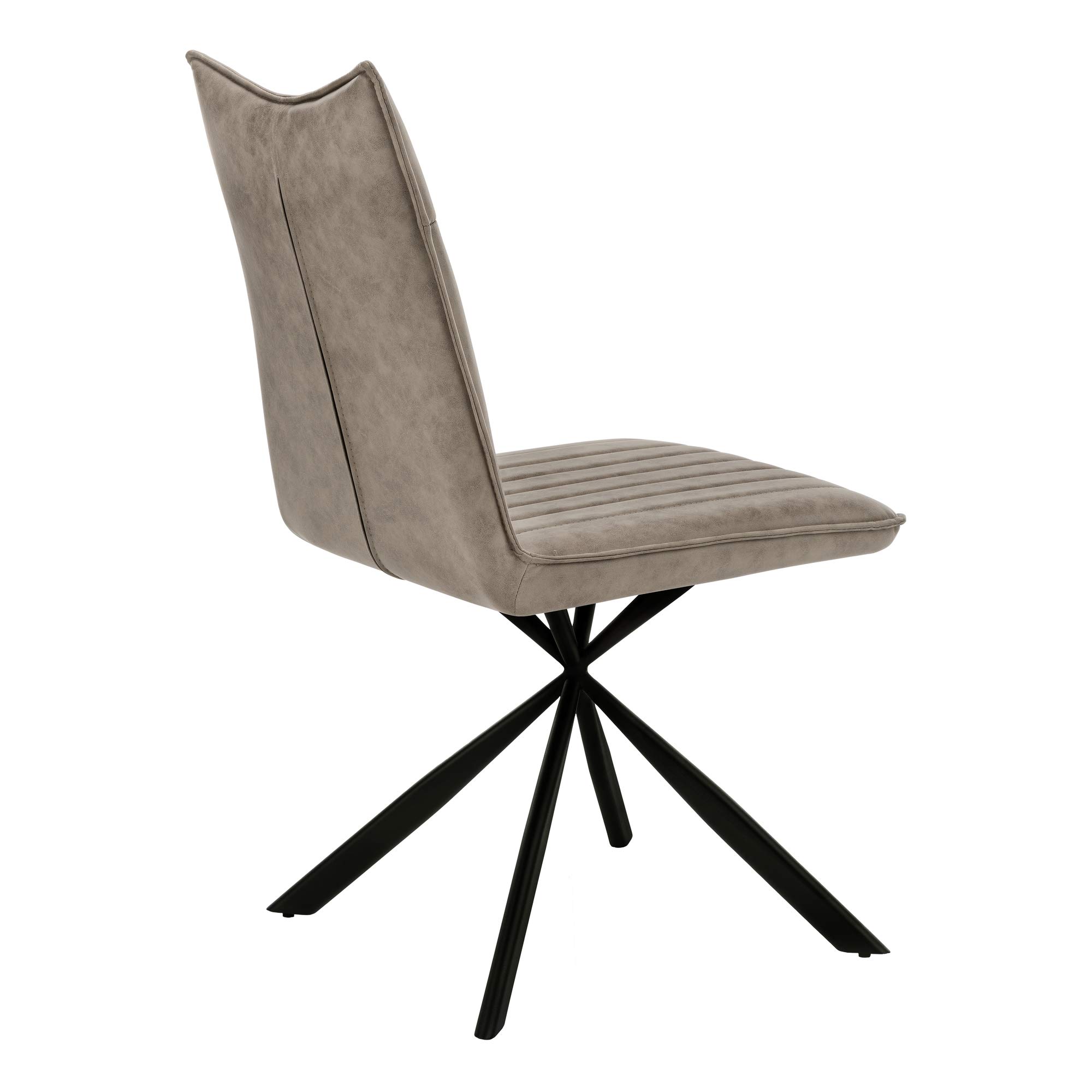 Monarch Specialties 1216 Modern Upholstered Dining Chairs - Set of 2, Beige Fabric with Taupe Leather-Look & Black Metal Frame, 18.5