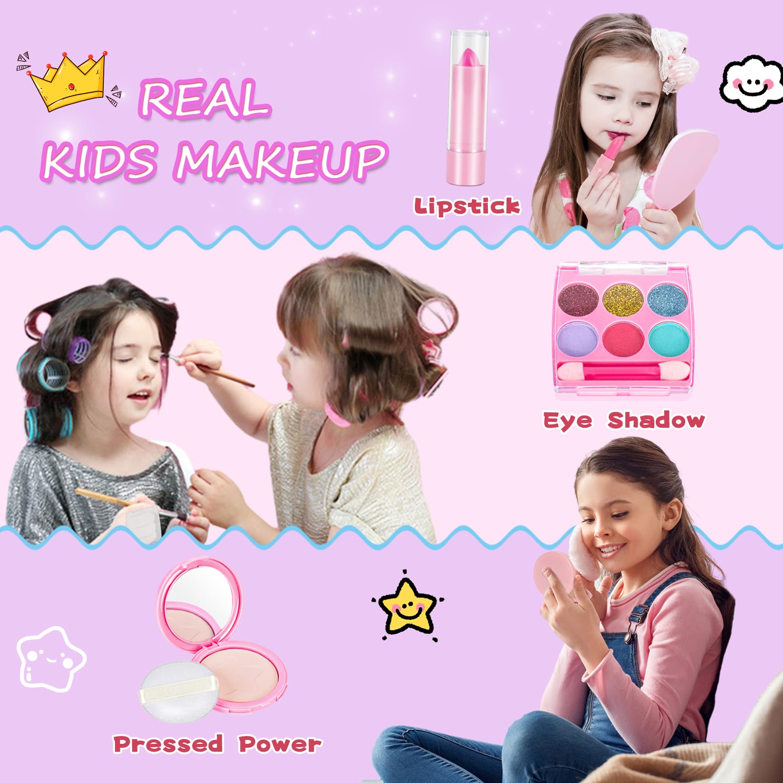 Little Girl Purse with Kids Makeup Kit - My First Purse Set with Chain Bag, Pretend Play Toys for Toddlers Ages 3-8 - Perfect Princess Gift for Christmas & Birthday (Purple) | Dress Up, Role Play & Party Fun