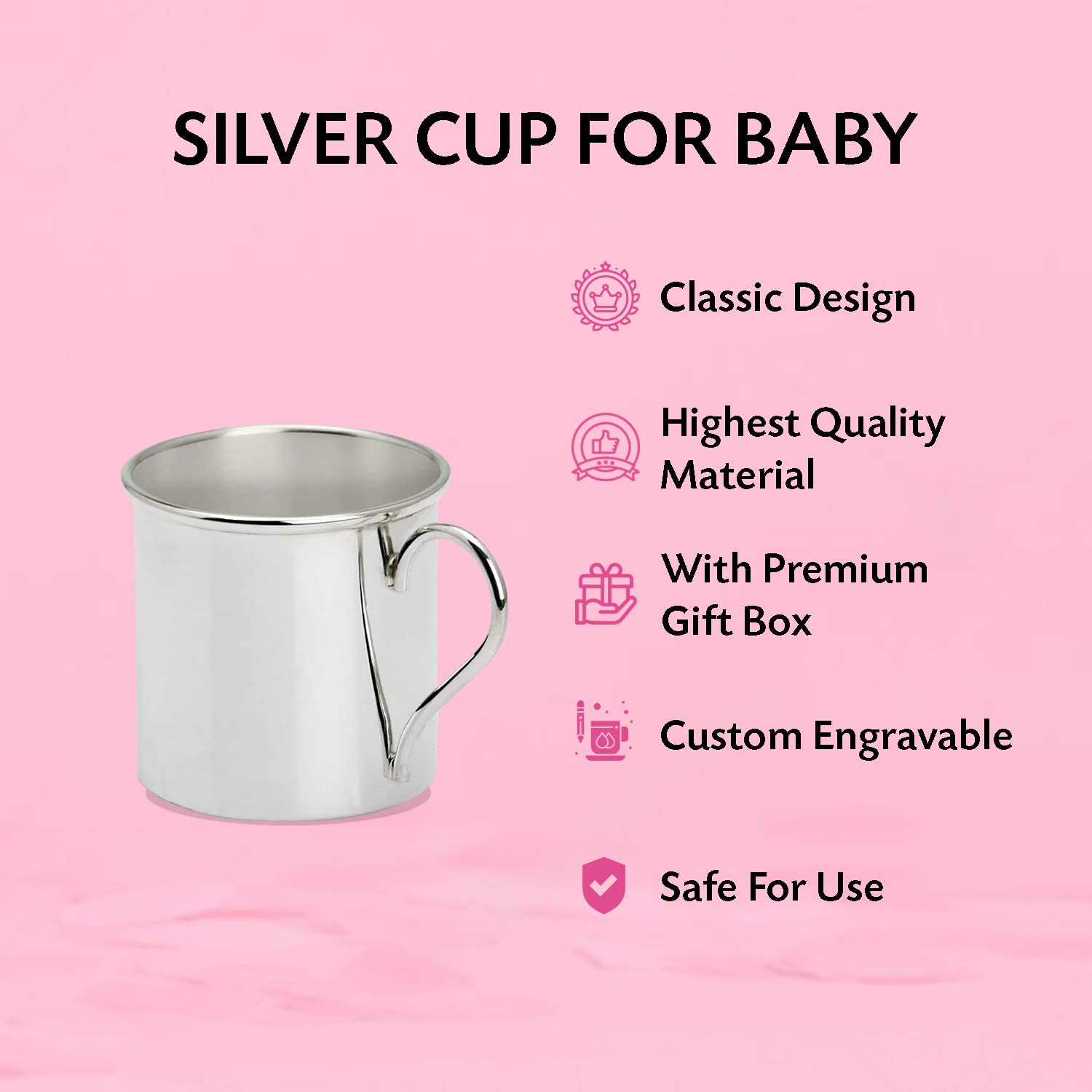 Personalized Baby Keepsake Cup - Engravable 925 Sterling Silver Mini Cup with Gift Box - Elegant Baby Shower, Christening & First Birthday Gift for Newborns & Infants