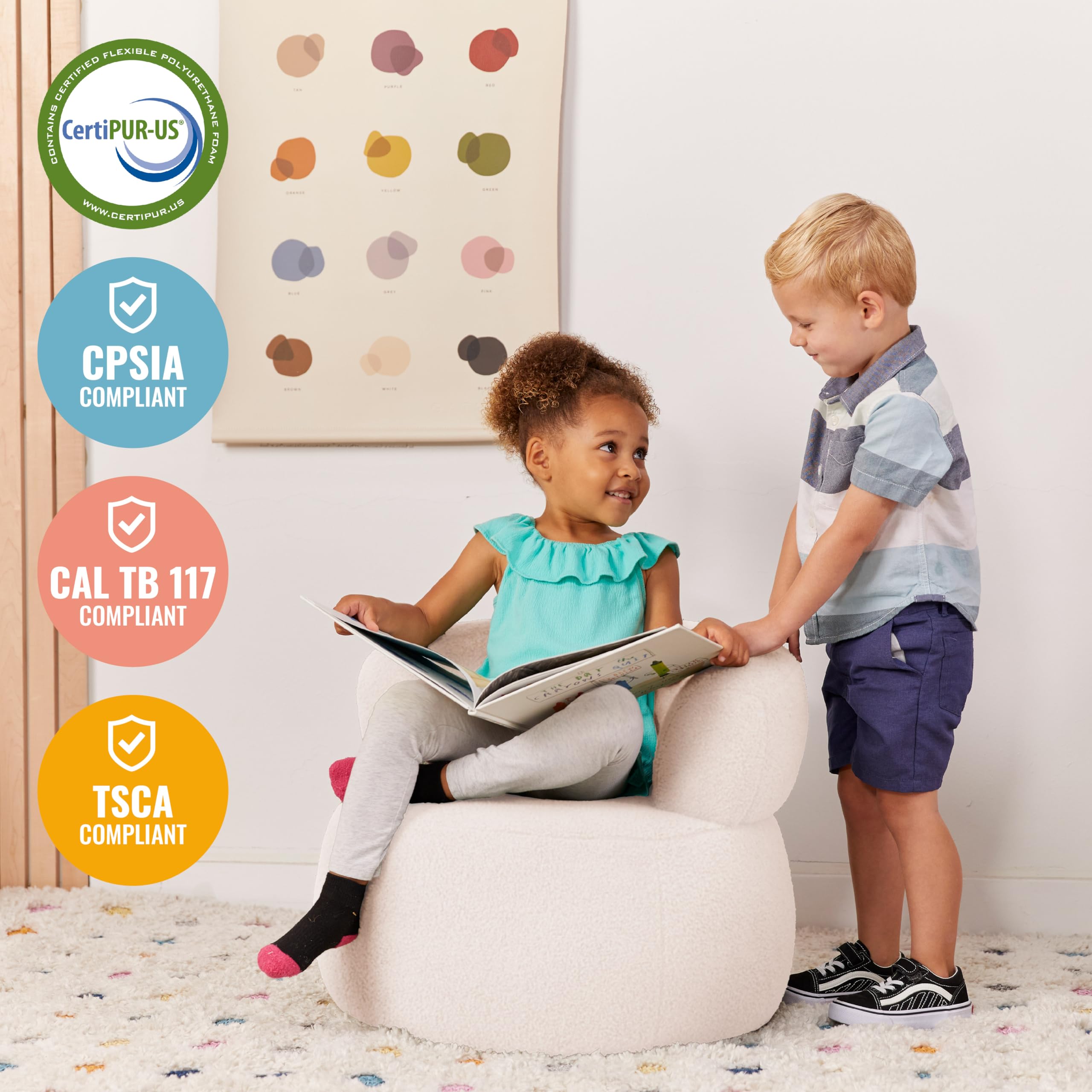 ECR4Kids Sophie Accent Chair for Kids - Sturdy White Children's Furniture for Bedroom, Playroom & Reading Nook - Perfect Toddler Chair for Learning & Relaxation