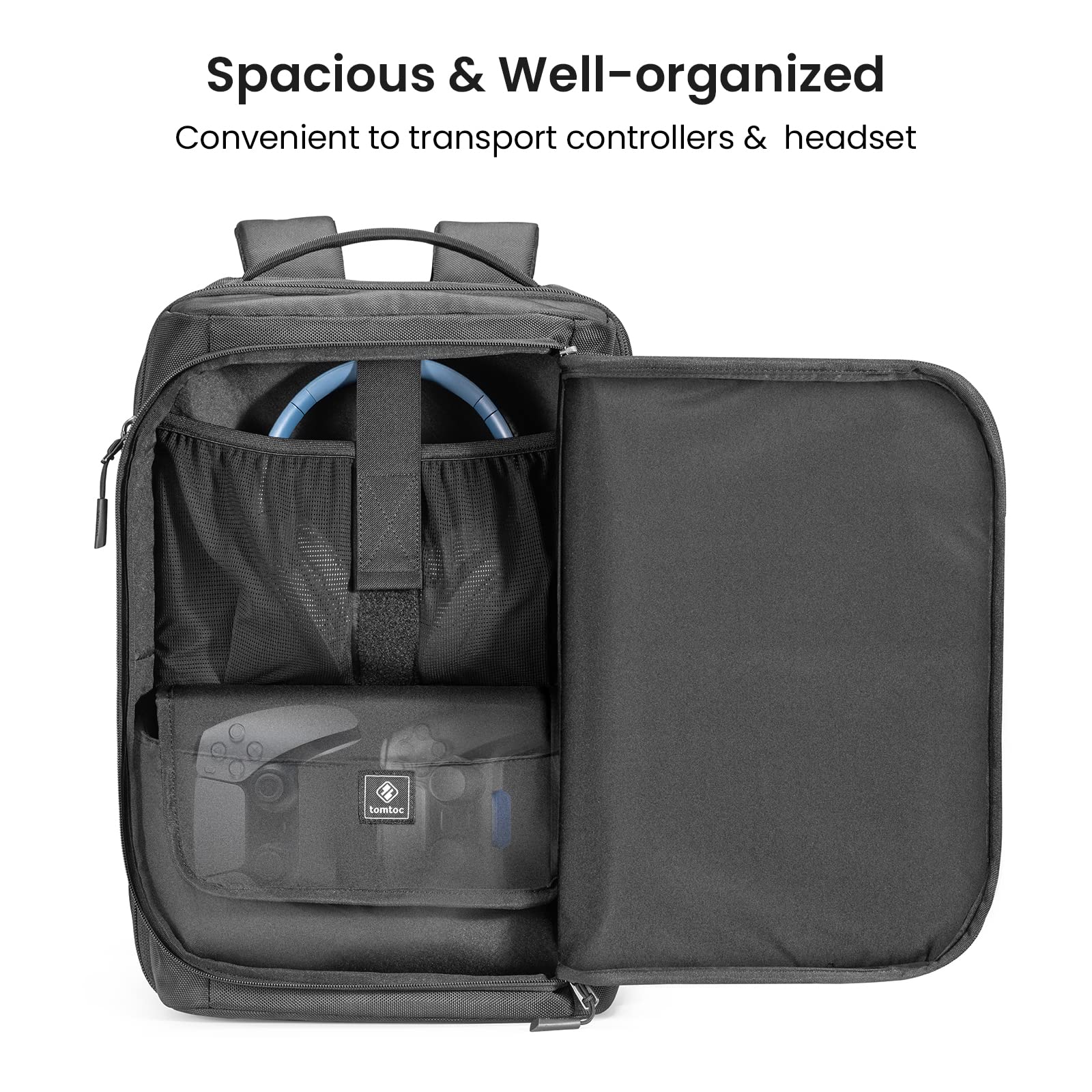 tomtoc Travel Backpack for PS5 & PS5 Pro - Waterproof Protective Carrying Case with Padded Compartment | Perfect for Gaming Consoles, Travel, Commuting & Outdoor Adventures