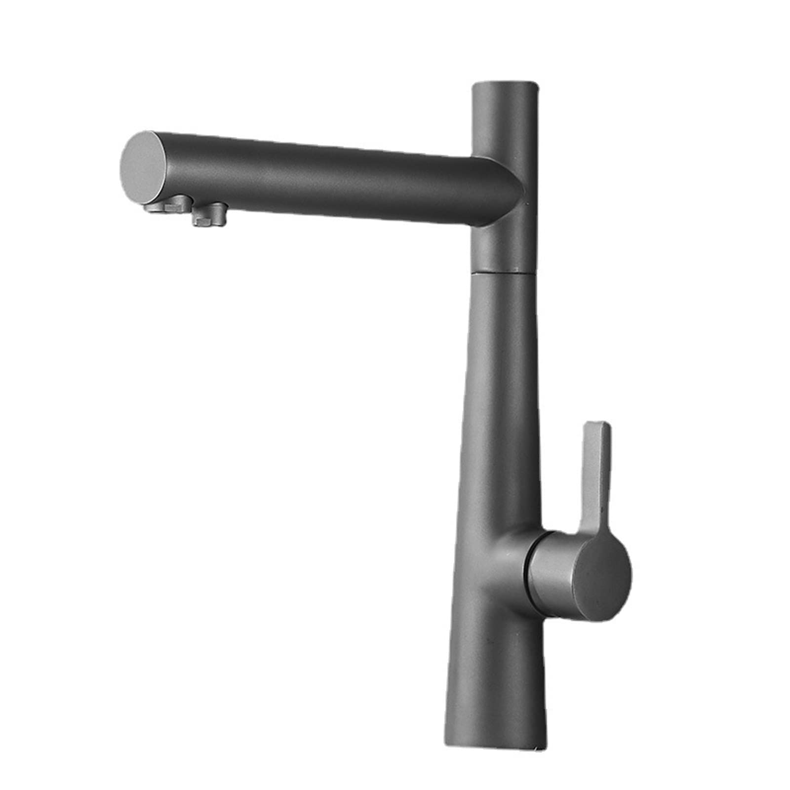 3-Way Brass Kitchen Faucet with Hot & Cold Water - 360° Swivel Sprayer in Grey | Perfect for Modern Kitchens, RV Camping & Outdoor Sinks