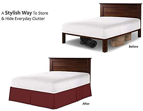 Premium Twin Size Orange Solid Wrap Around Pleated Bed Skirt - 100% Pure Cotton 600 TC, 12