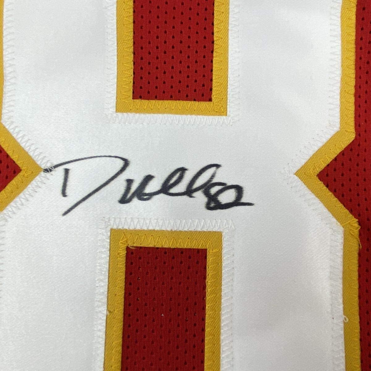 Authentic Autographed Dante Hall Kansas City Chiefs Red Football Jersey with PSA/DNA COA - Perfect for NFL Collectors, Sports Memorabilia Enthusiasts, and Chiefs Fans Display