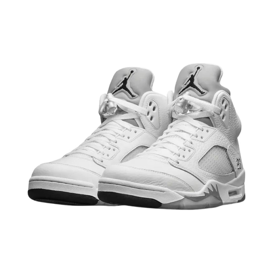 Air Jordan 5 Retro Men's Basketball Shoes - White Metallic Silver for Streetwear & Sneaker Collection | Perfect for Casual Wear, Gym & Sports
