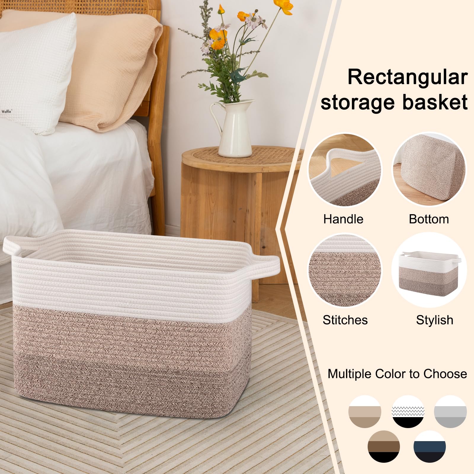 OIAHOMY Cotton Rope Storage Basket - 17.7