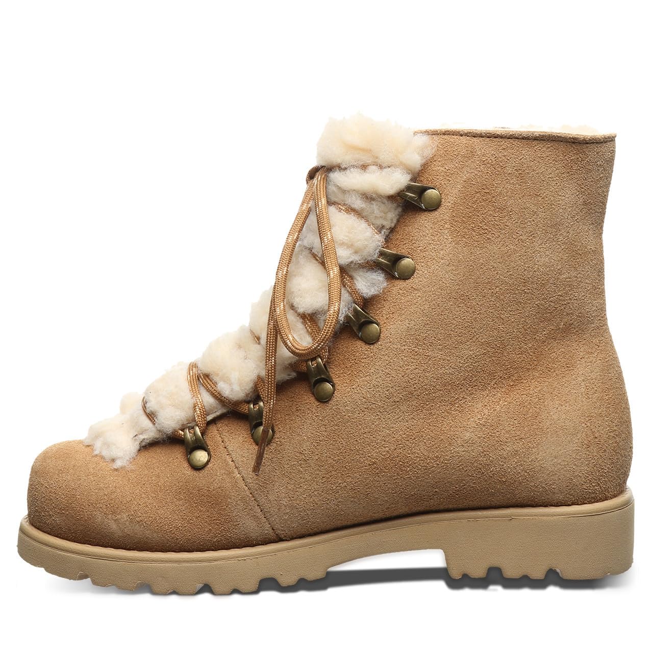 BEARPAW Women's Alisa Suede Lace-Up Boots - Lightweight & Comfortable Ankle Boots for Casual Wear, Hiking & Outdoor Activities