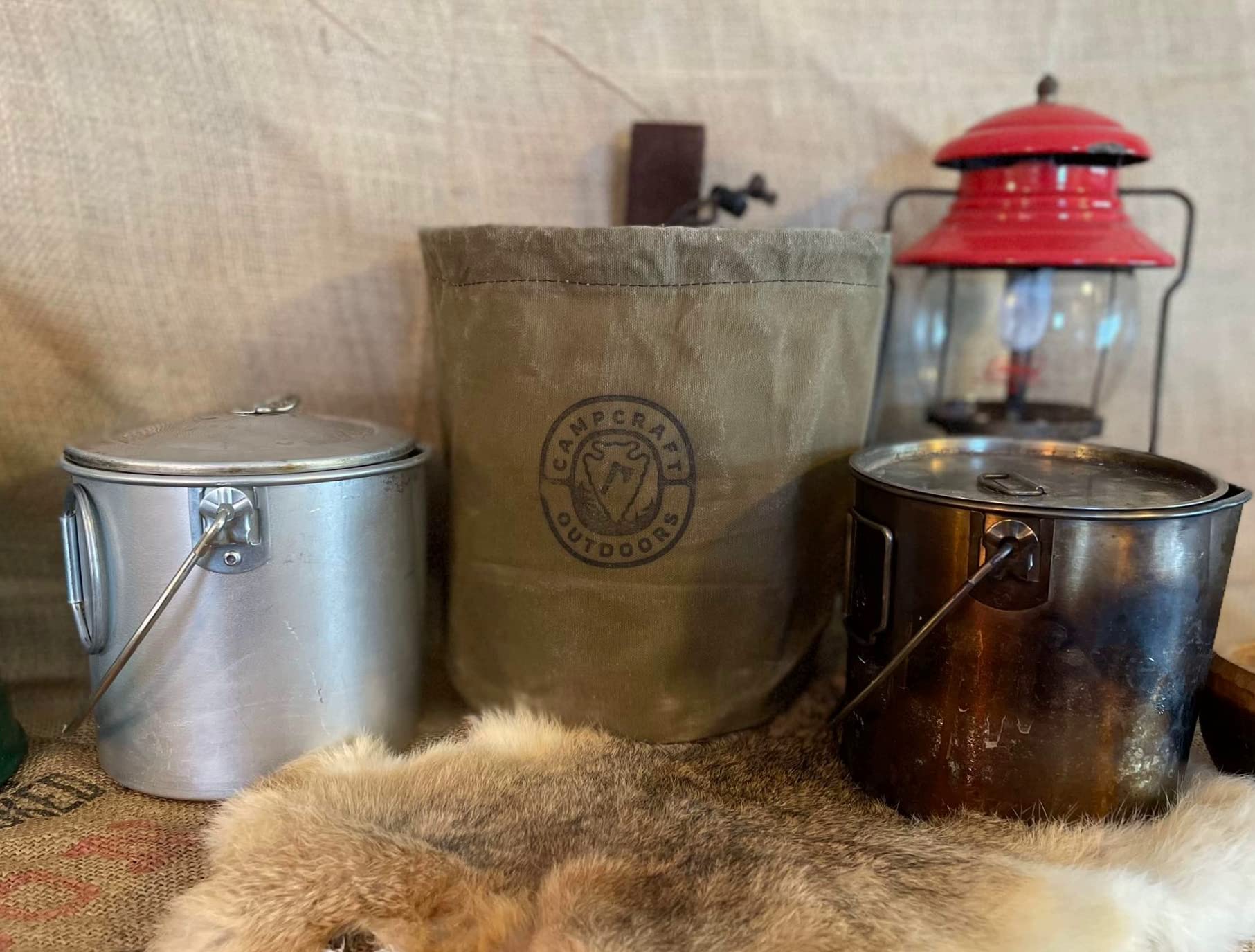Bush Pot Bag - Durable Waxed Canvas Foragers Pouch for Camping, Bushcraft Cooking & Mushroom Collecting | Outdoor Gear for Hiking, Backpacking & Survival Scenarios