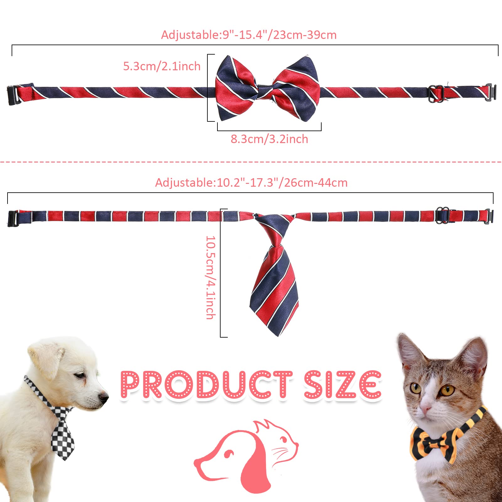 70-Piece Adjustable Dog Bow Ties & Neck Ties Set - 40 Pet Bow Ties & 30 Neckties for Dogs & Cats - Fashionable Grooming Accessories for Large Pets - Perfect for Daily Wear, Holidays, Parties & Special Occasions