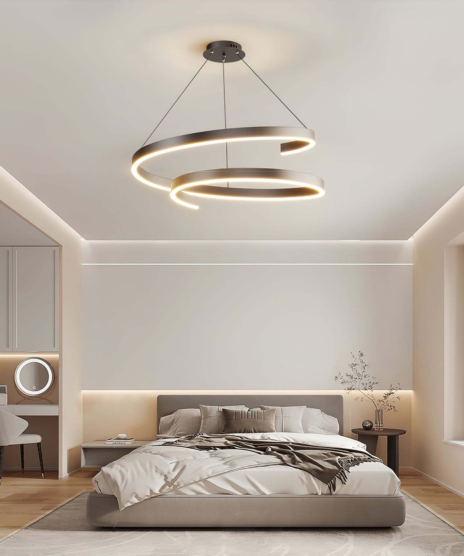 Minimalist Ring Pendant Light Fixture - Modern Scandinavian Hanging Lamp for Living Room, Bedroom & Dining Room Decor