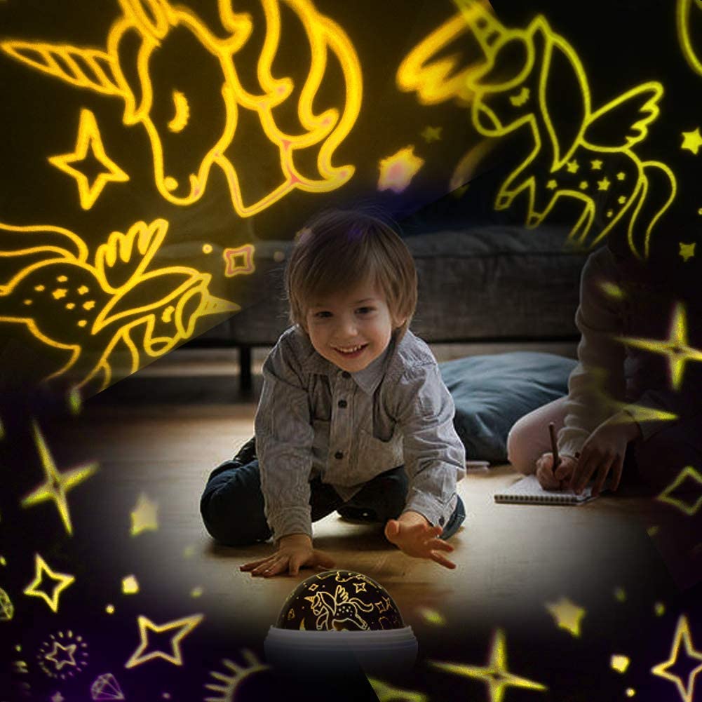HONGID Unicorn Star Projection Night Light Toy for Girls Ages 3-10 - 2-in-1 Cute Kids Gift for Christmas, Birthday & Playtime | Perfect for Bedroom Decor, Sleep Aid & Imaginative Play