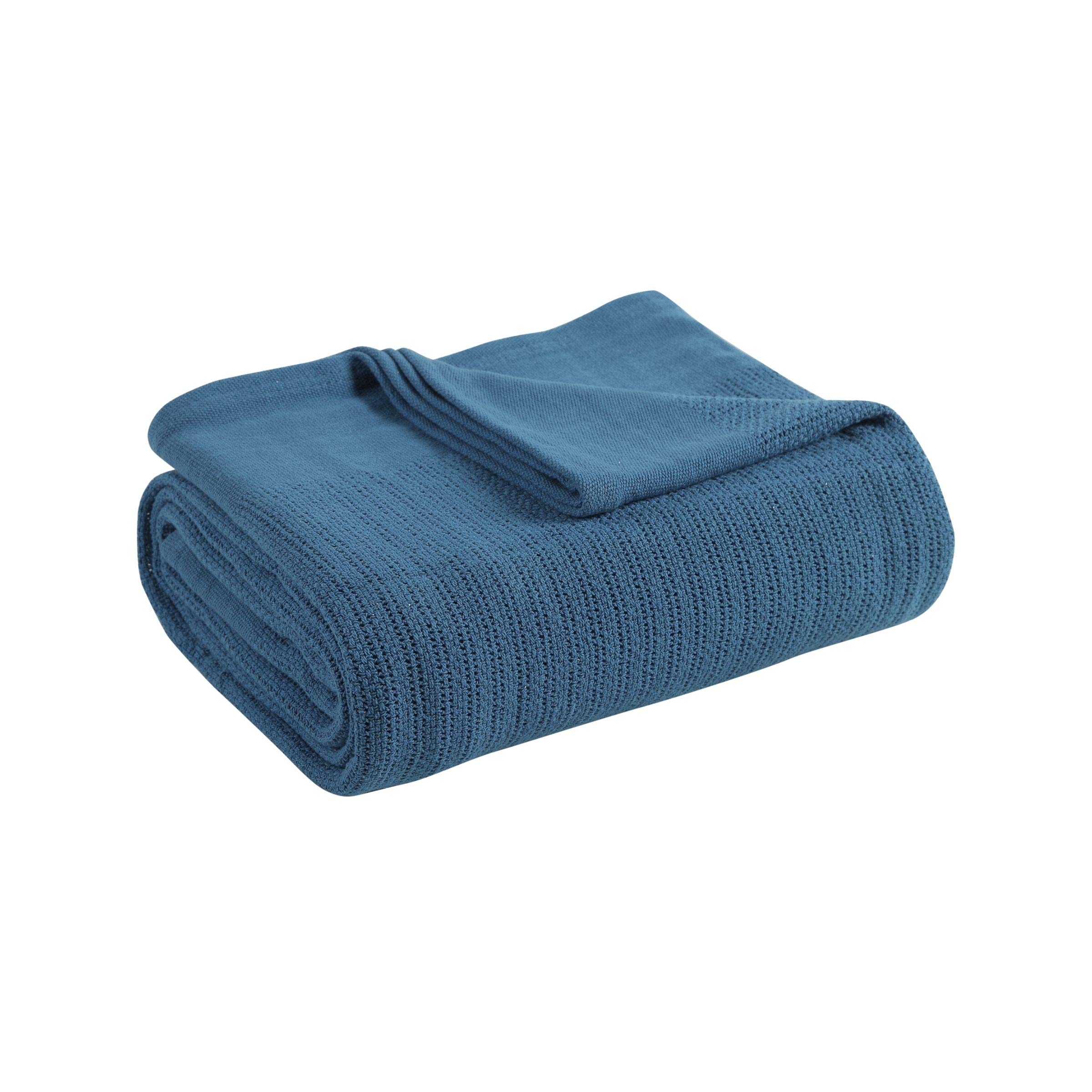 Fiesta Queen Size Blanket - Ultra Soft Thermal Cotton Blanket for Bed, Couch & Travel (Full/Queen Size, Lapis Blue) - Perfect for Cozy Nights, Guest Rooms & Winter Snuggling