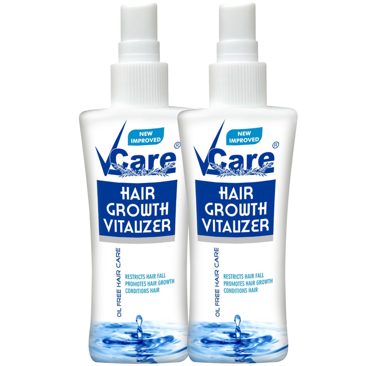 Vcare Hair Growth Vitalizer 100ml - Natural Hair Loss Treatment for All Hair Types | Moisturizing Scalp Serum to Control Hair Fall & Boost Growth | Anti-Dandruff Oil-Free Formula (Pack of 2) for Daily Hair Care & Scalp Health