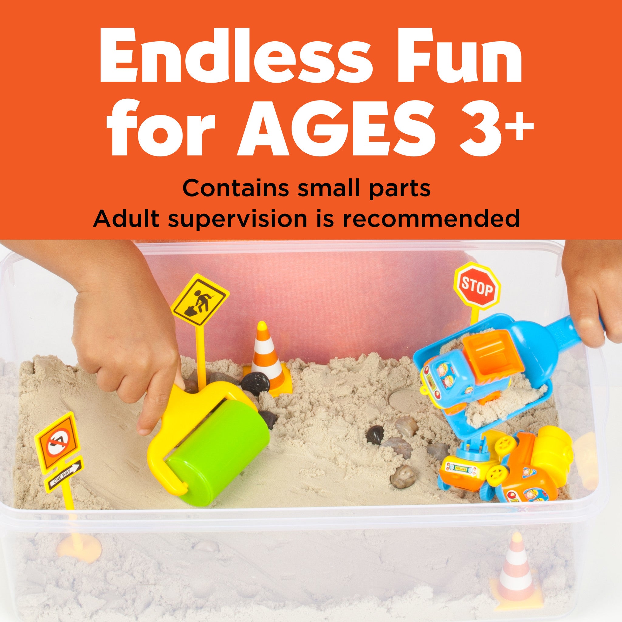 Sensory Bin Construction Zone Toy Set for Kids - Excavator, Dump Truck & Tools - STEM Learning & Fine Motor Skills Development - Perfect for Preschool Play & Sensory Exploration #6279000