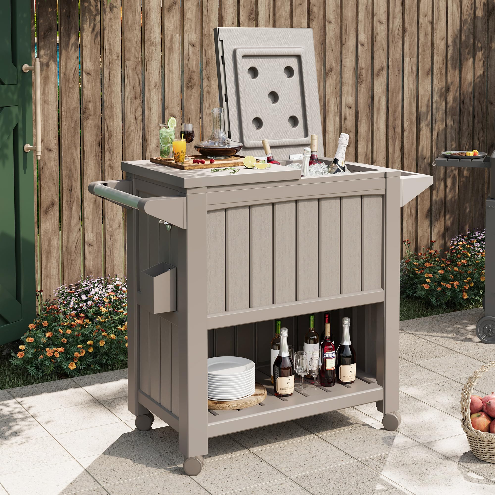 UDPATIO 85 Quart Rolling Cooler with Wheels - Heavy Duty Portable Party Ice Chest with Extendable Handle, Leakproof Outdoor Beverage Cooler for Drinks, Beer, Picnics, Camping, Tailgating & Beach Parties