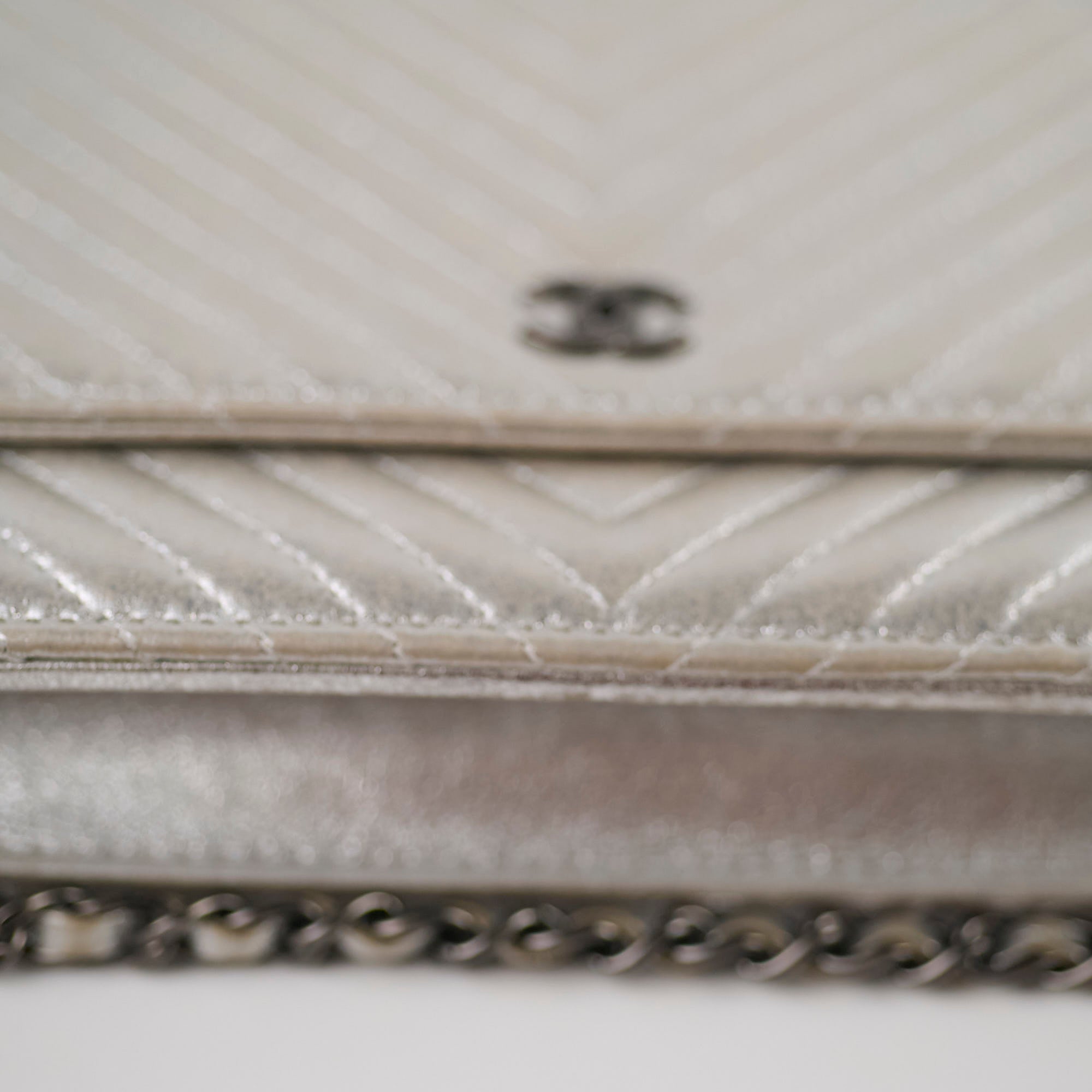 Chanel Metallic Chevron Wallet On Chain WOC Bag 22 Series - Luxury Crossbody Purse for Women, Perfect for Parties & Evening Events