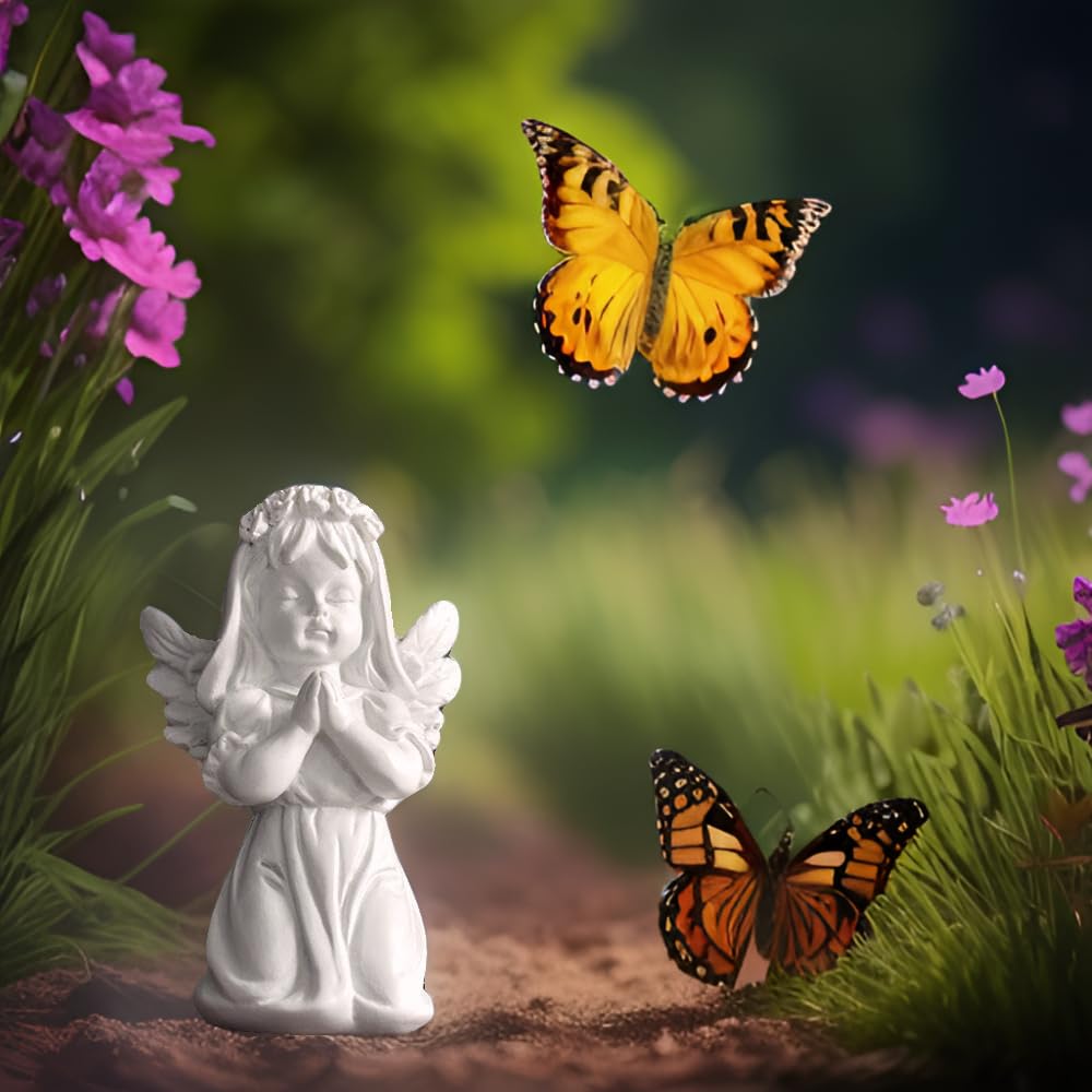 Mini Angel Statue Shelf Decor - White Resin Figurine for Home, Living Room, Bedroom - Perfect Gift for Women, Housewarming & Spiritual Decor