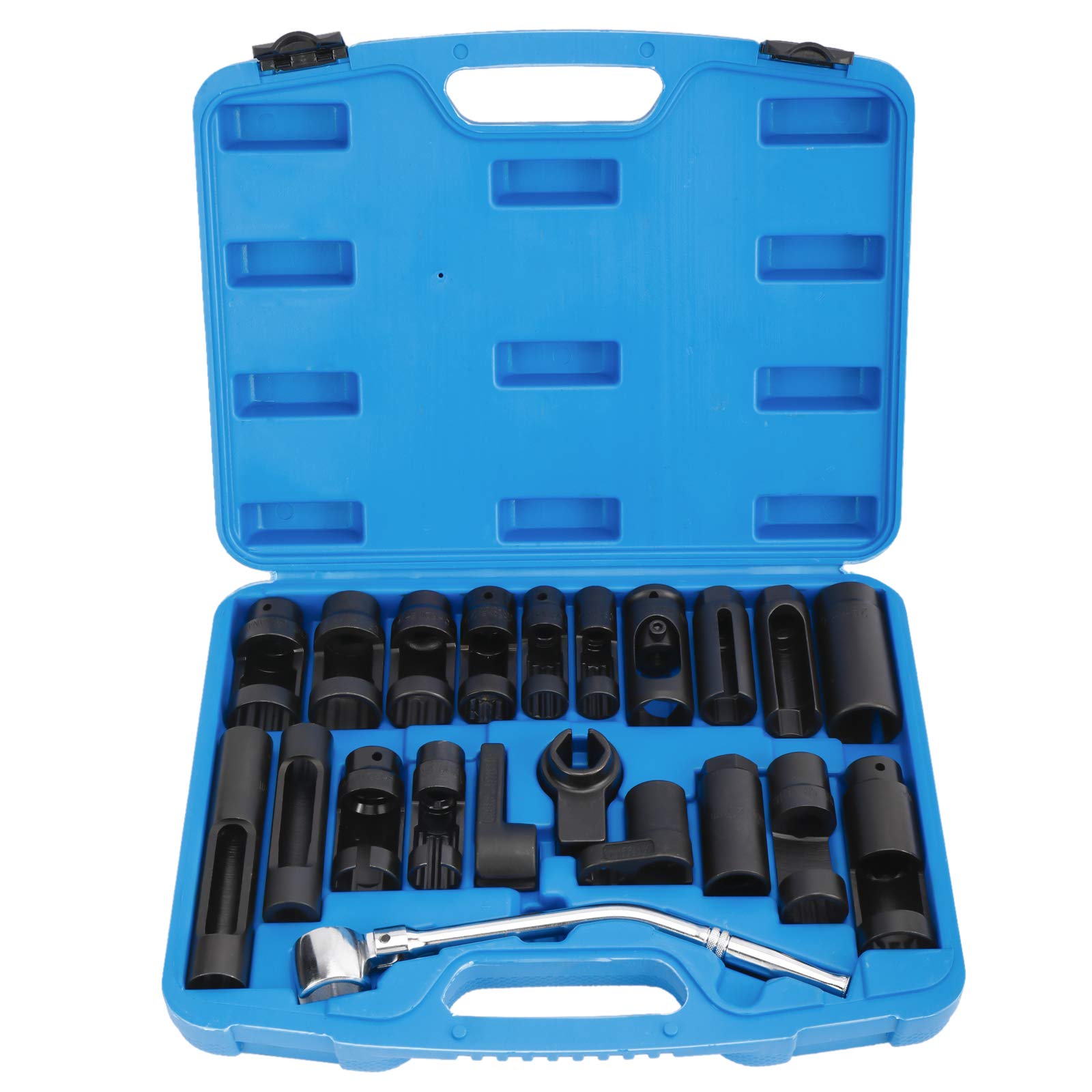 KUNTEC 21 Piece O2 Sensor Socket Set - Professional Oxygen Sensor Removal Tool Kit for Automotive Repair | Perfect for Mechanics & DIY Car Maintenance