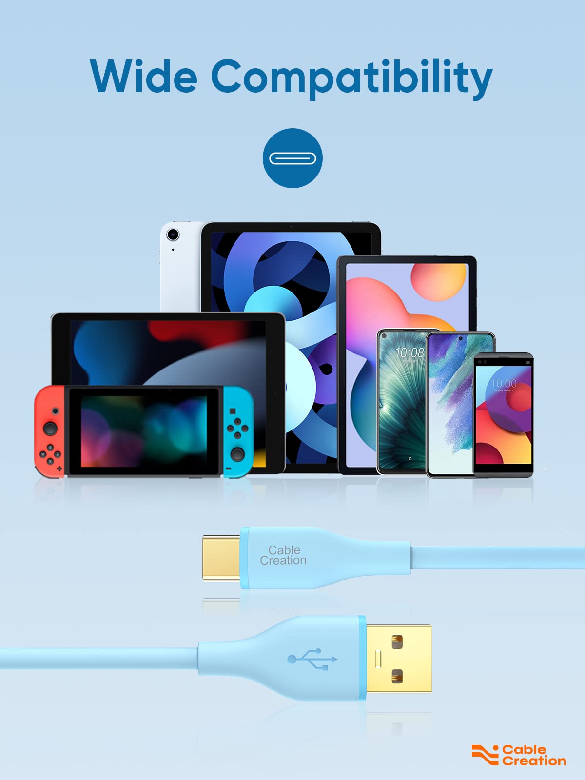 CableCreation 6FT USB A to USB C Fast Charging Cable - 3A Soft Silicone Car Charger for iPhone 15, MacBook Pro, iPad Pro/Air/Mini, Galaxy S23, Pixel - Perfect for CarPlay, Home & Office Charging