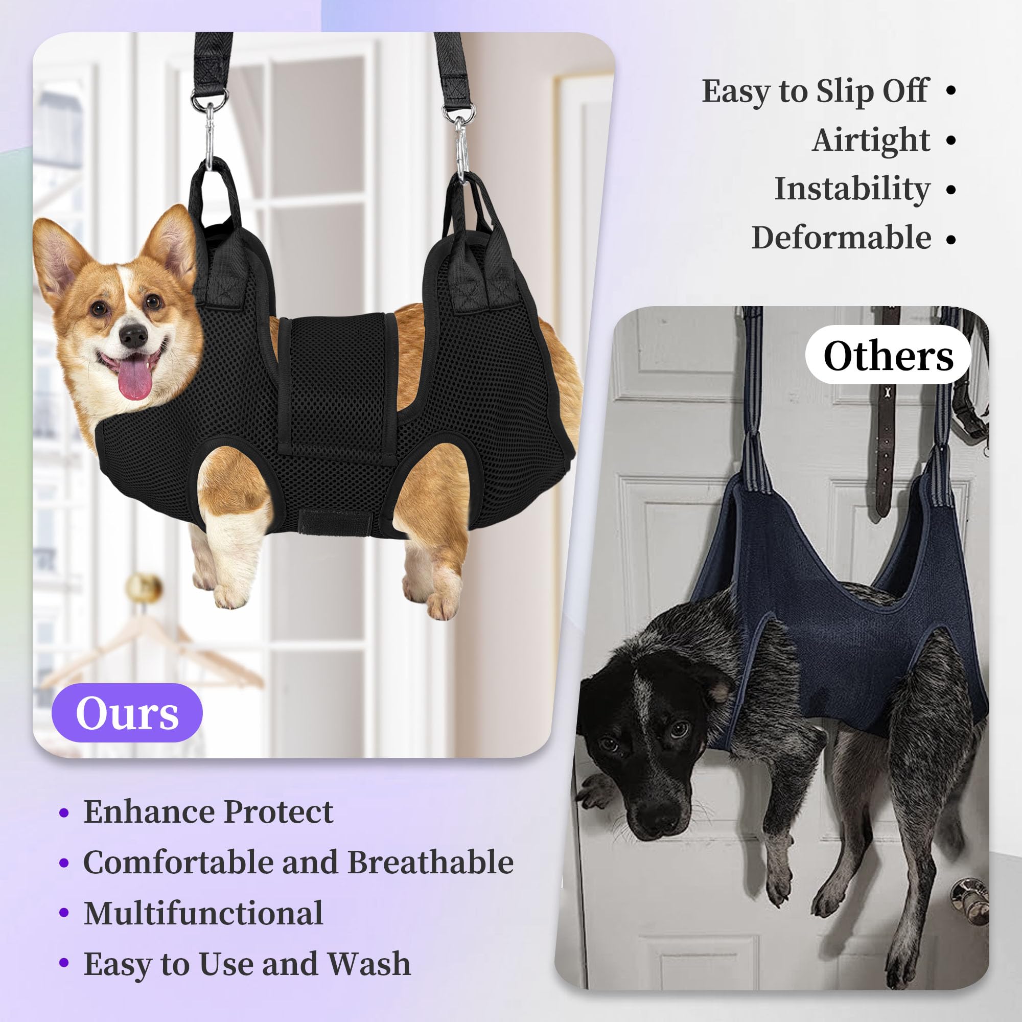 Small Dog Grooming Hammock for Nail Trimming - Pet Sling Harness for Safe Nail Clipping (Black, Size S) - Perfect for Home Grooming & Vet Visits