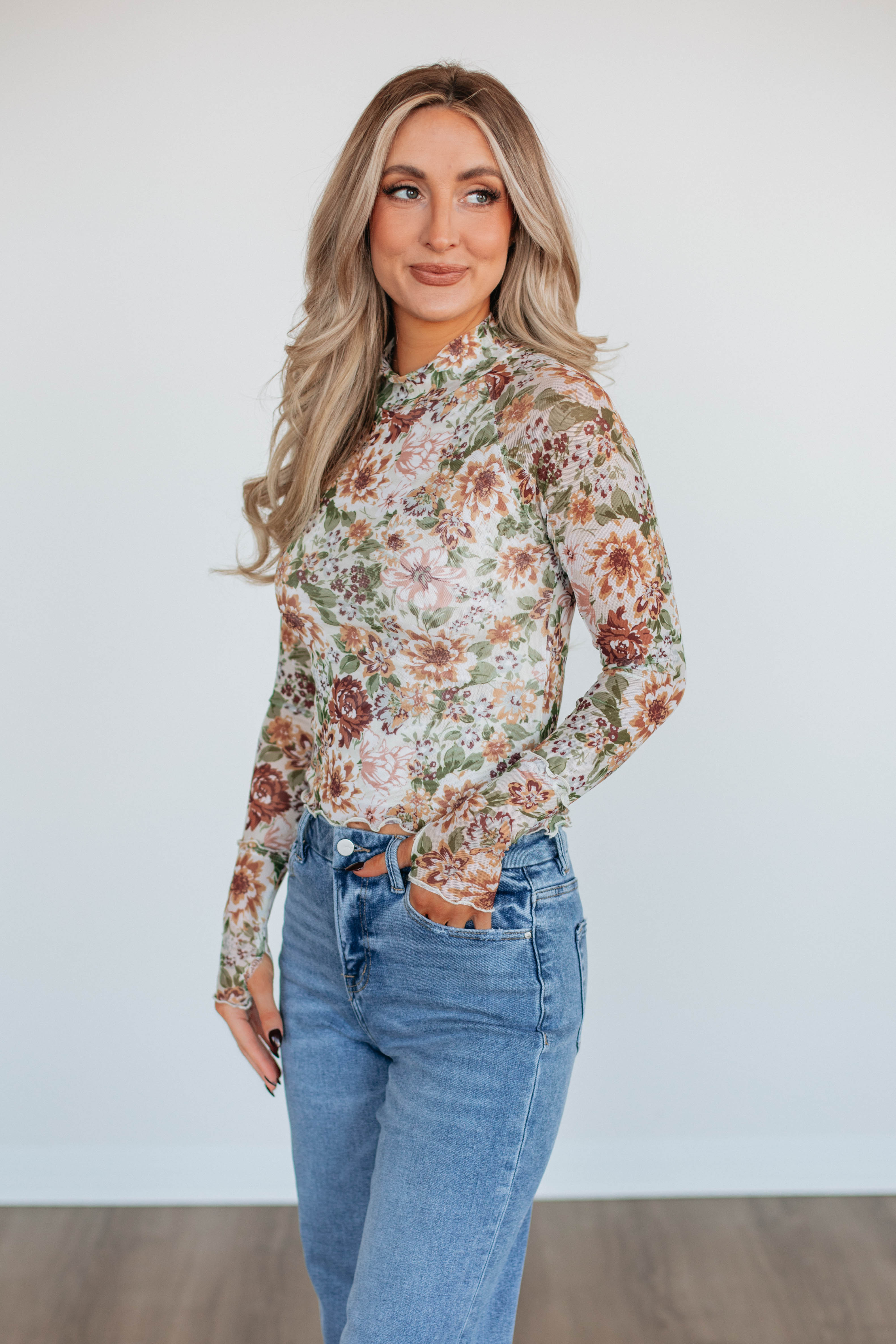 Ivy Floral Mesh Top for Women - Elegant Lace Blouse for Spring Summer Outfits, Date Night & Party Wear