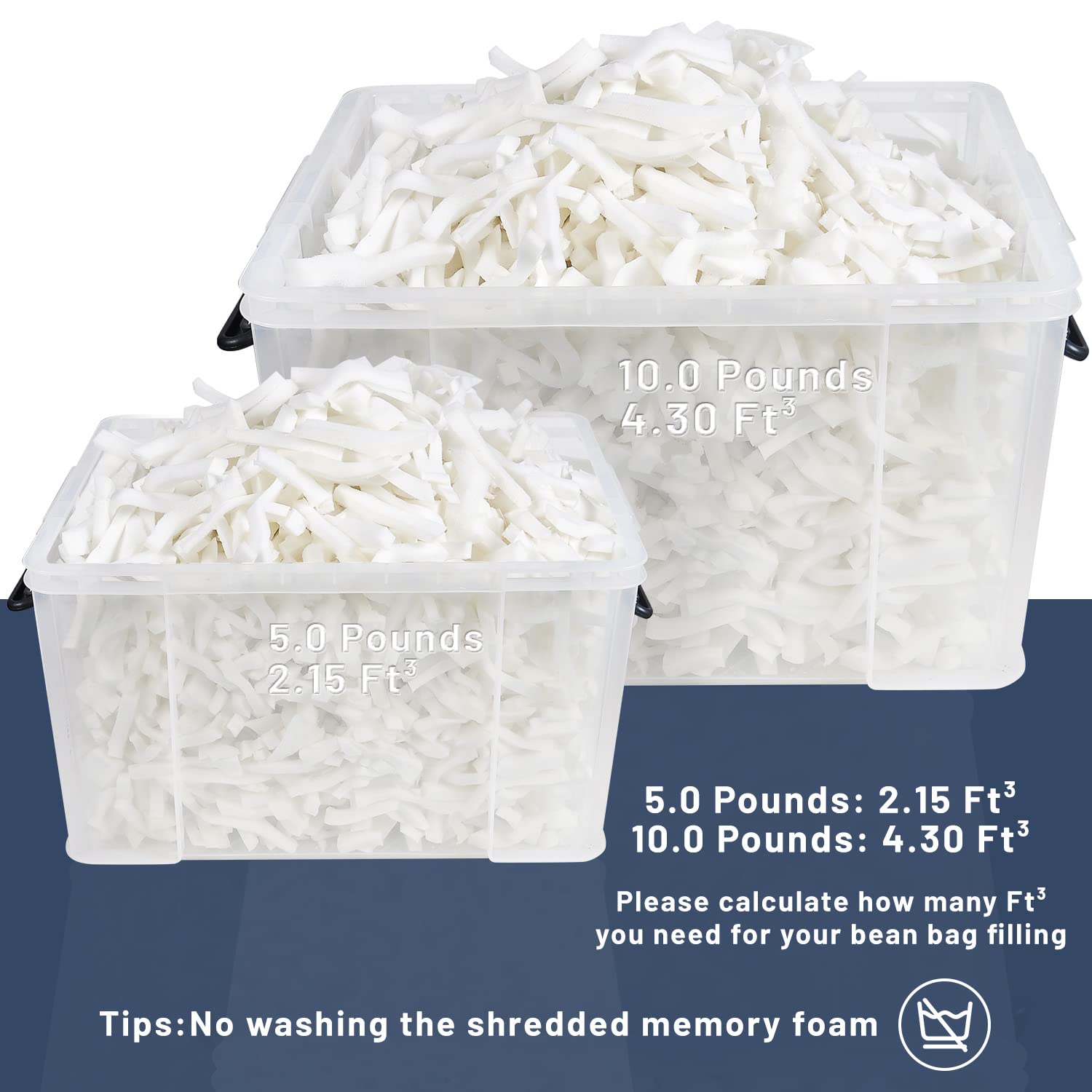 Premium 5 lbs Memory Foam Filler - Odorless Stuffing for Bean Bags, Couches, Pillows - Perfect for Home Comfort, DIY Projects & Furniture Refilling