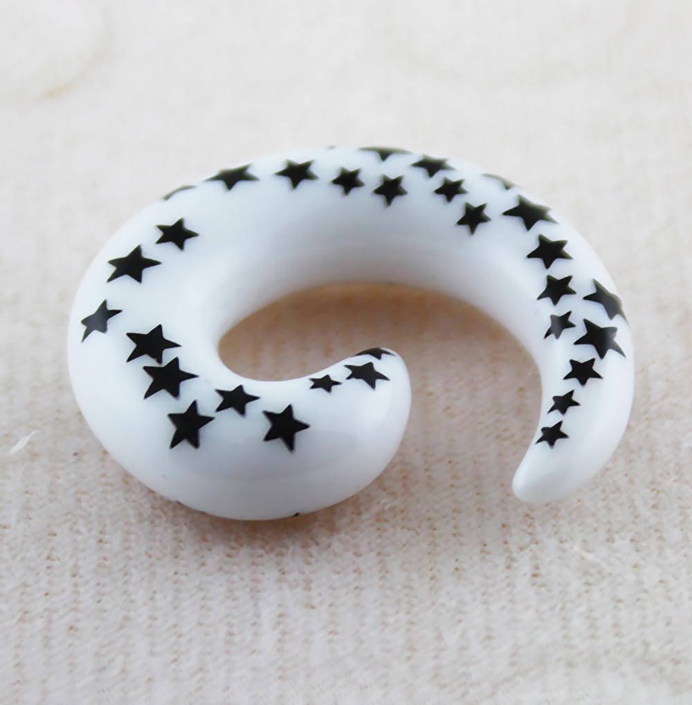 Black Star UV Spiral Taper Ear Plugs for Stretching - 1 Piece - Perfect for Ear Gauging, Body Piercing Jewelry and Alternative Fashion