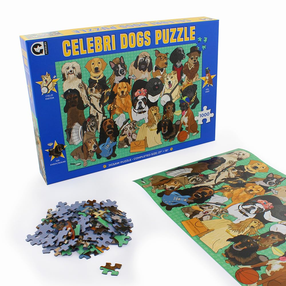 Ginger Fox - Celebrity Dogs 1000 Piece Jigsaw Puzzle for Adults | Colorful Puzzle with Funny Dog Names | 27x19 Inch Finished Size | Perfect for Family Game Night, Stress Relief & Home Decor