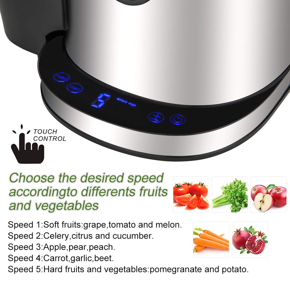 800W Wide Mouth Centrifugal Juicer Machine with LED Touch Control, Anti-Drip Design & Juice Jug - High Nutrient Fruit & Vegetable Extractor (15.7 x 10.6 x 7.9 Inches) - 2021 Upgraded Version for Healthy Smoothies, Detox Drinks & Fresh Juice at Home