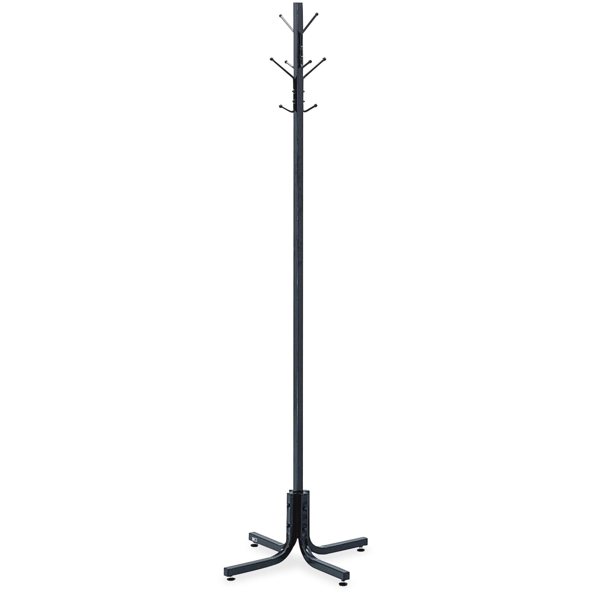 Safco Products 4163BL Black 4-Double Hook Coat Rack Tree - Sturdy Standing Coat Hanger for Entryway, Bedroom, or Office Organization
