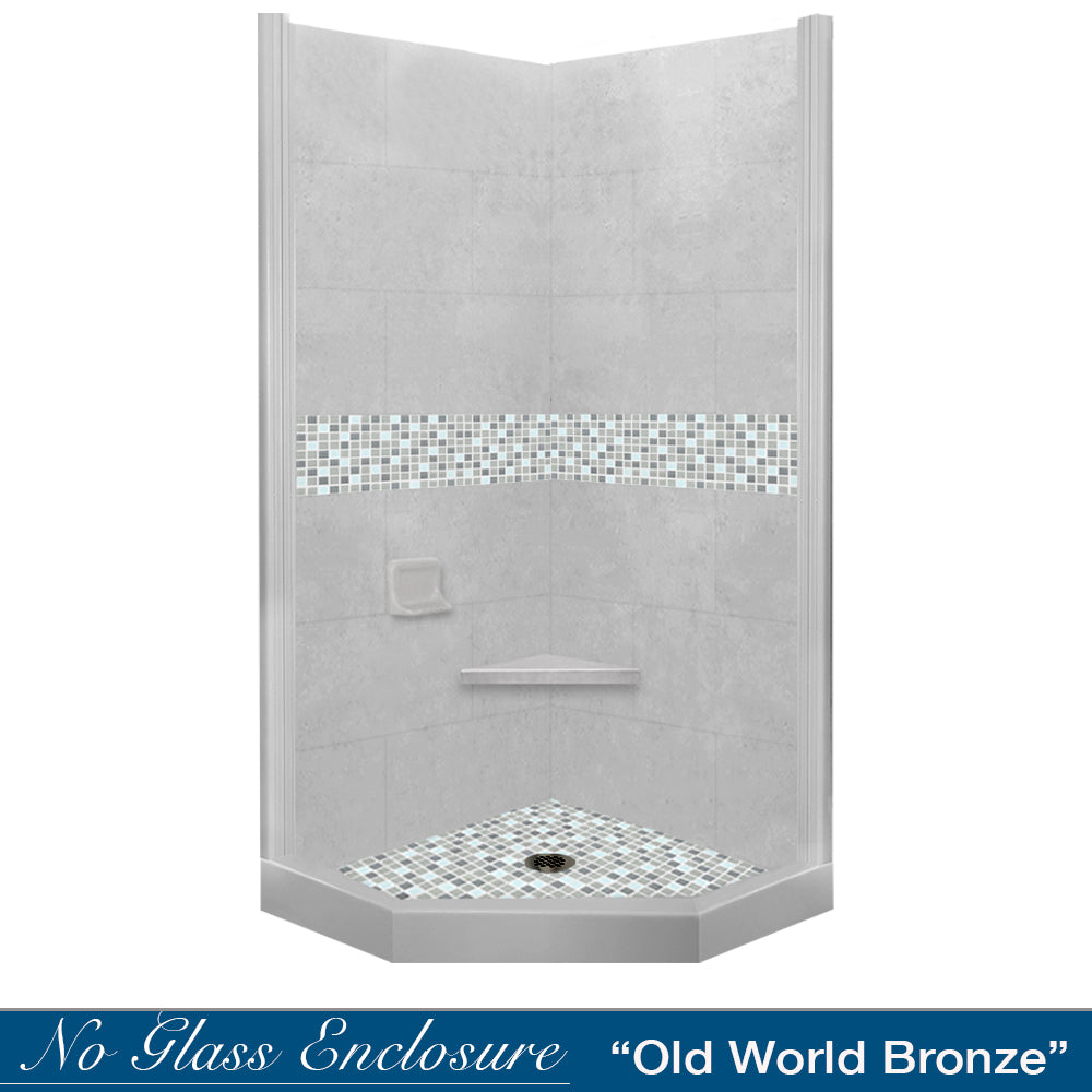 Neo Angle Portland Sistine Stone & Del Mar Mosaic DIY Shower Remodel Kit - Waterproof Tile Accent for Bathroom Renovation, Perfect for Modern Shower Walls and Floors