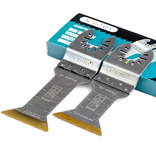Acroma 2-Piece Universal Oscillating Multitool Blade Set - Titanium-Enhanced M42 HSS Bi-Metal Blades with 2