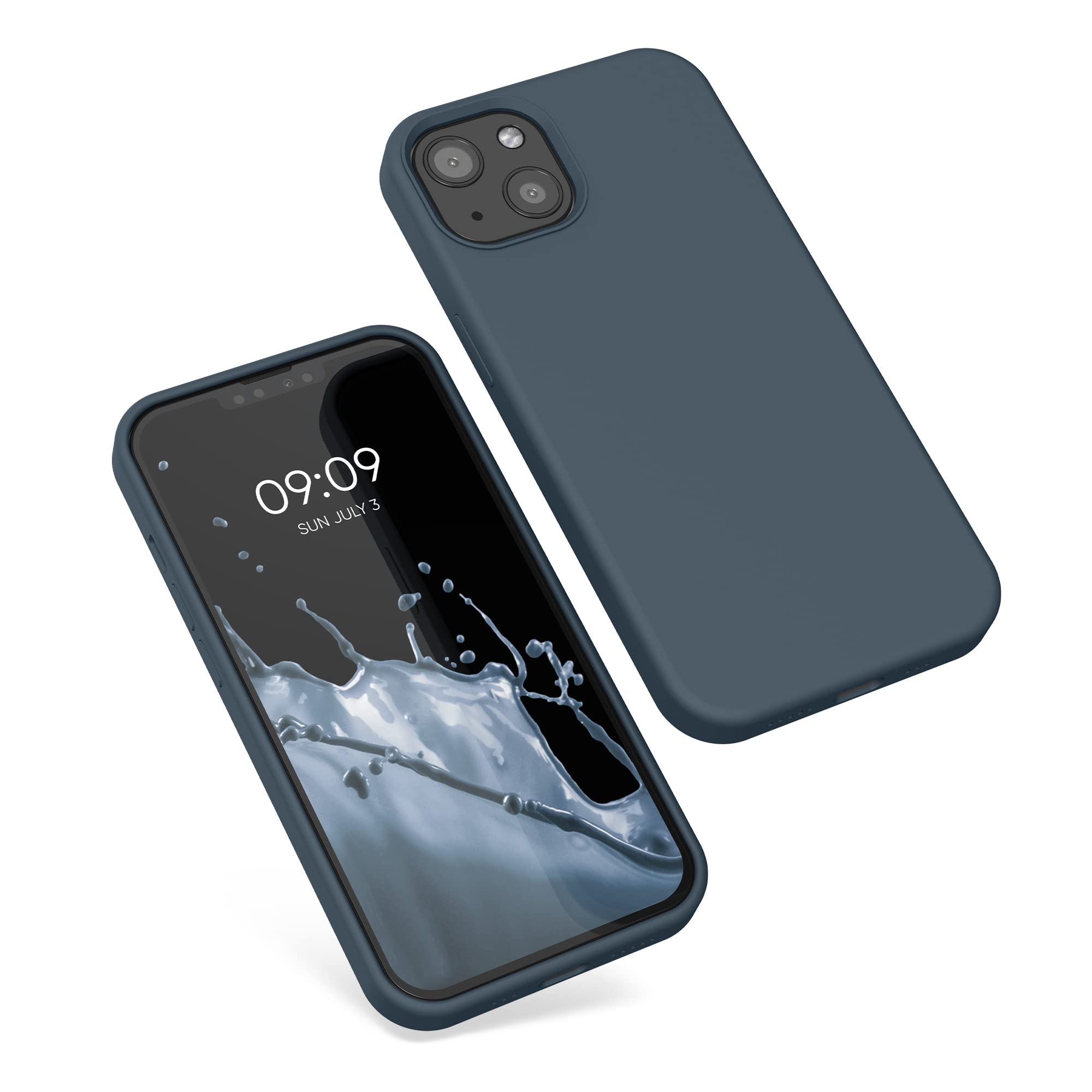 kwmobile Shockproof TPU Silicone Case for Apple iPhone 13 - Soft Protective Phone Cover in Dark Slate | Perfect for Everyday Use, Work & Outdoor Activities