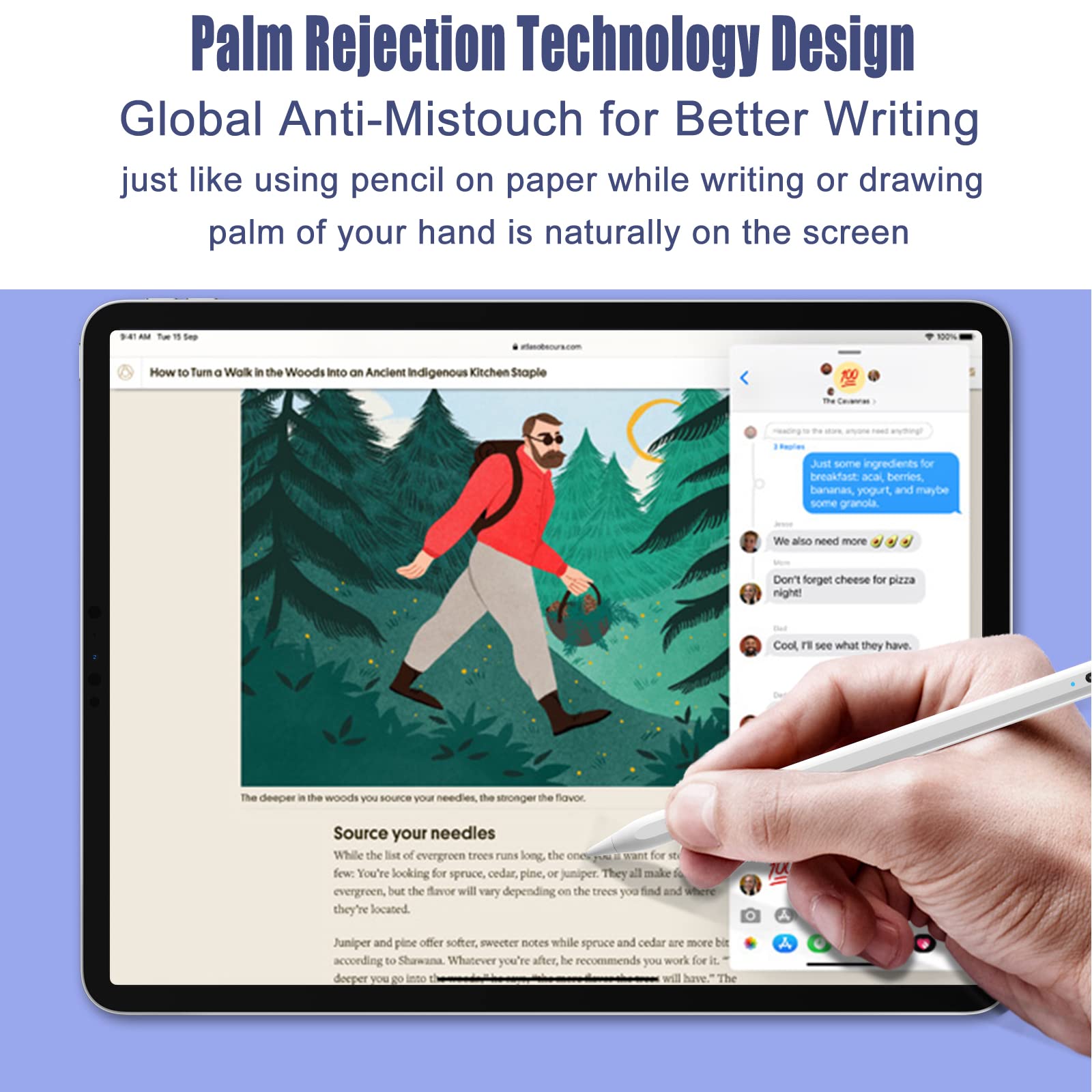 Premium Stylus Pen for iPad Pro/Air/Mini (2018-2023) - Tilt & Pressure Sensitive with Palm Rejection, Compatible with Apple Pencil - Perfect for Drawing, Note Taking & Digital Art
