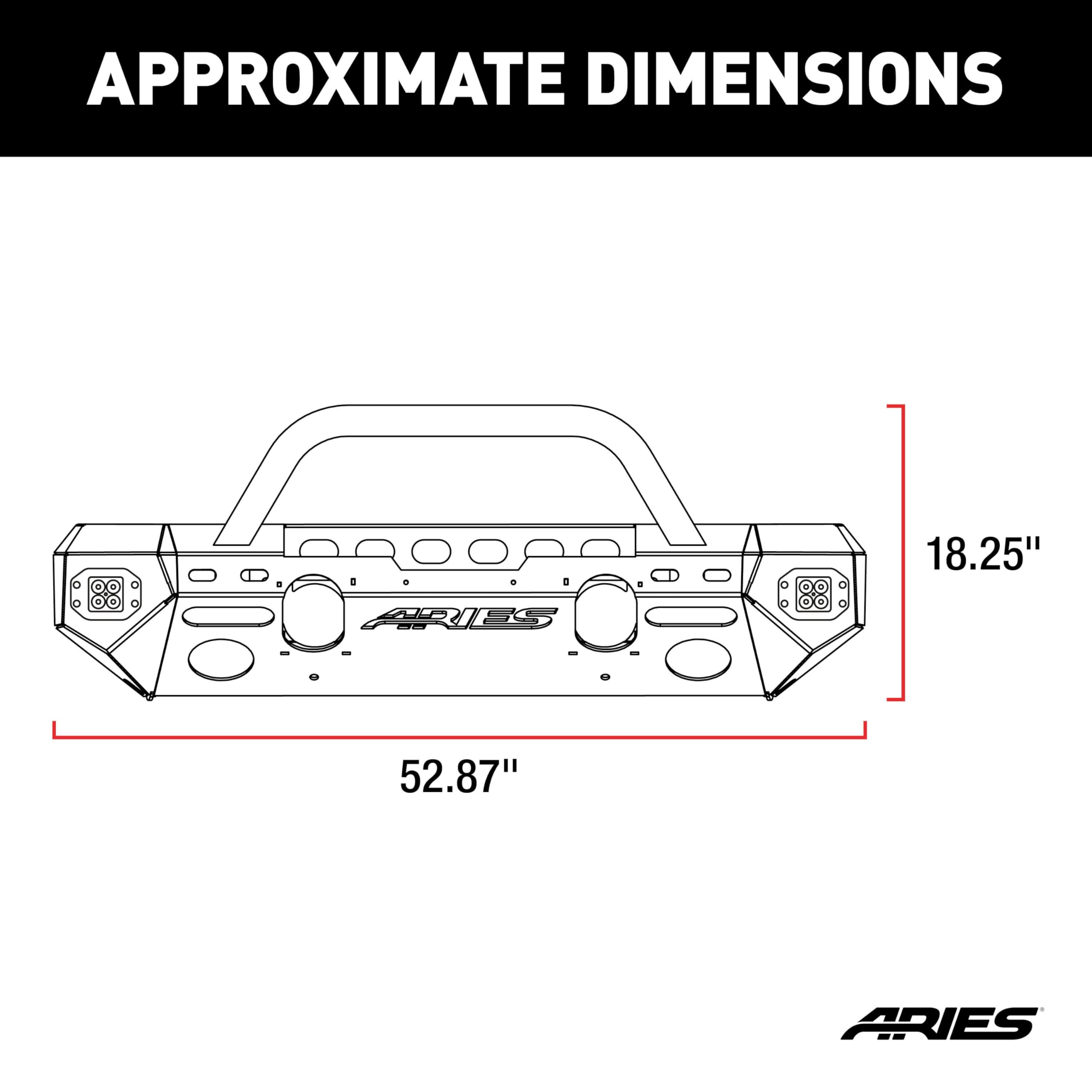 Aries Black Aluminum Front Bumper with LED Lights for Jeep Wrangler JL & Gladiator - Off-Road Adventure