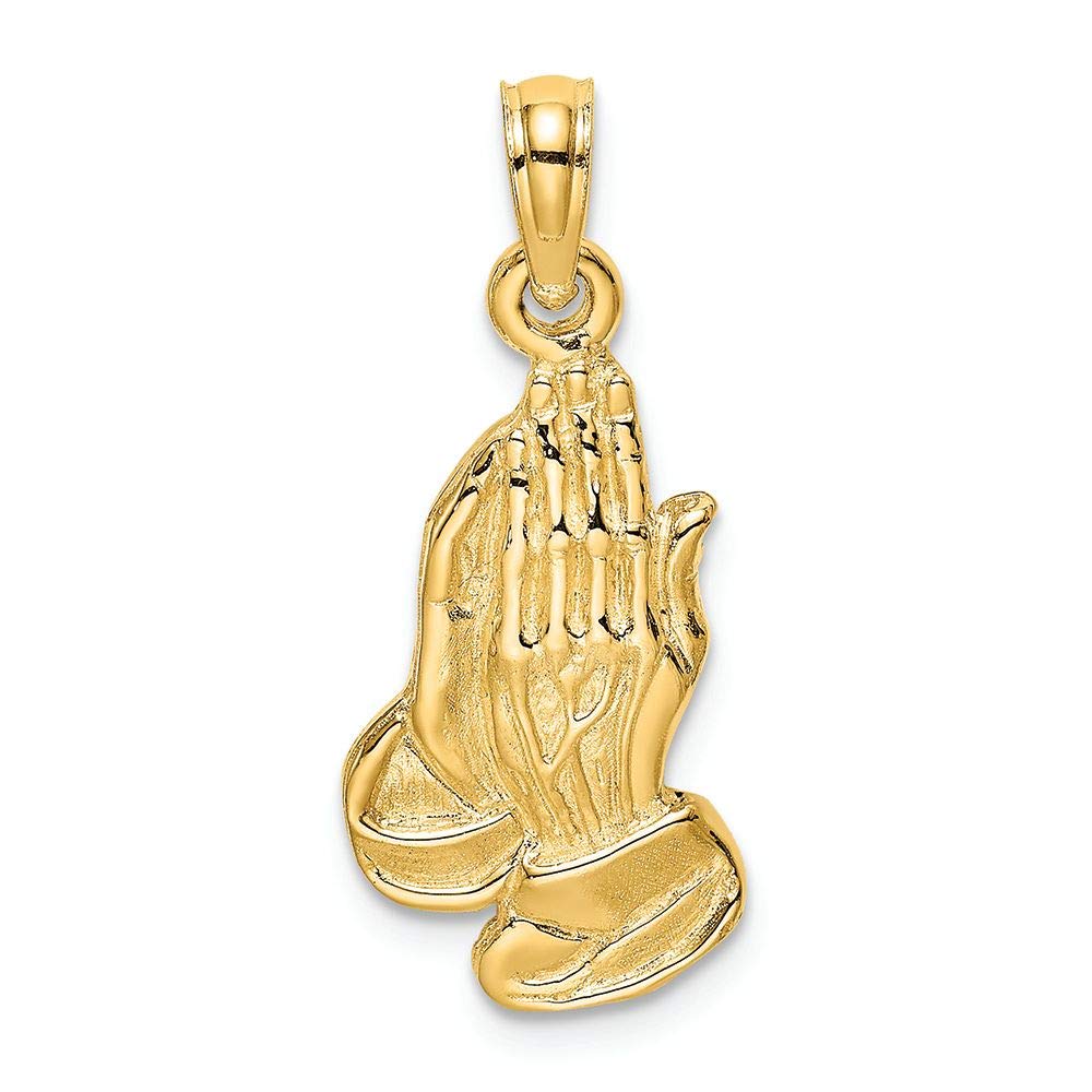 FJC Finejewelers 14k Yellow Gold Praying Hands Charm Pendant - Religious Jewelry for Women, Inspirational Gift for Baptism, Confirmation & Daily Faith Wear