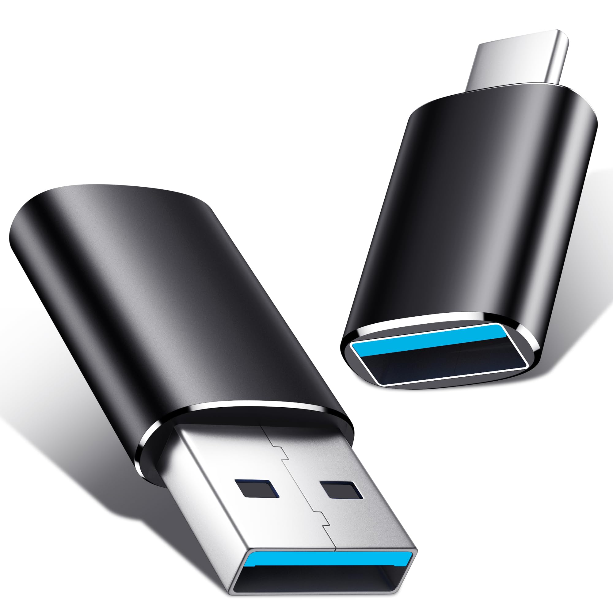 Temdan USB to USB C Adapter 2 Pack - Type C Female to A Male & USB C Male to USB Female Converter - Compatible with iPhone 15 Pro Max 14 13 12, Apple Watch Ultra 8 9, AirPods - OTG Charging Adapter for Fast Data Transfer & Device Charging - Perfect for Travel, Office & Home Use - Black