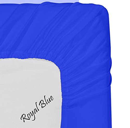Premium 600 Thread Count Egyptian Cotton Sheets Set - 4-Piece Olympic Queen Size, Royal Blue Sateen Weave, Deep Pocket Fitted Sheet (Fits up to 25