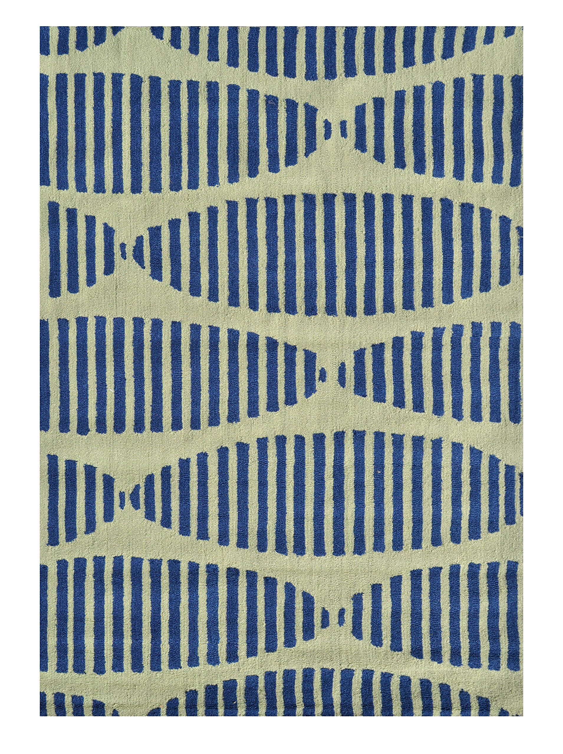 Handmade Navy & Multicolor Stamped Rugs - Premium Quality Handwoven Area Rugs for Living Room, Bedroom & Home Decor - The Rug Market