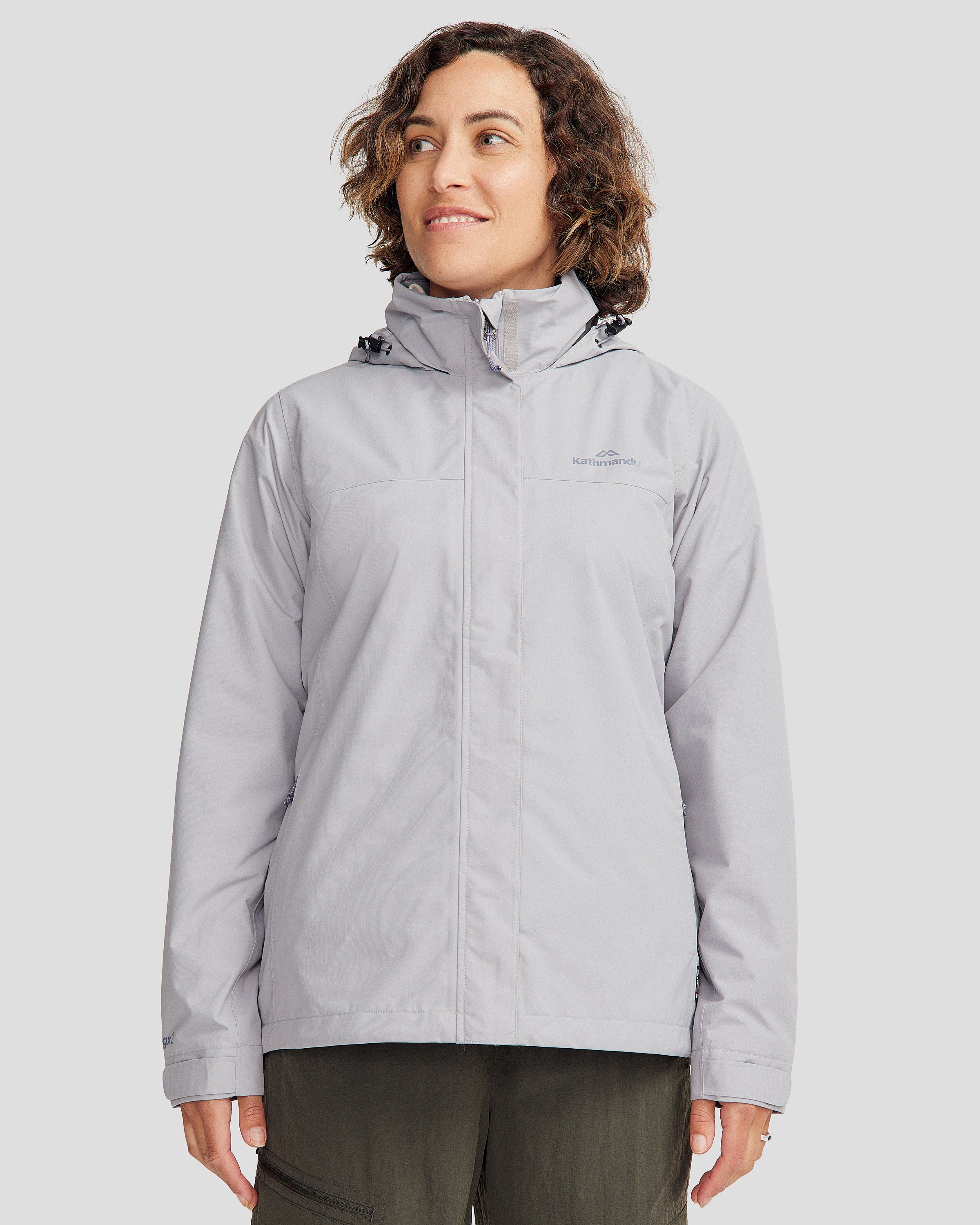 Andulo Women's Waterproof Rain Jacket v3 - Lightweight Windbreaker with Hood for Outdoor Hiking, Travel & Commuting - Light Haze