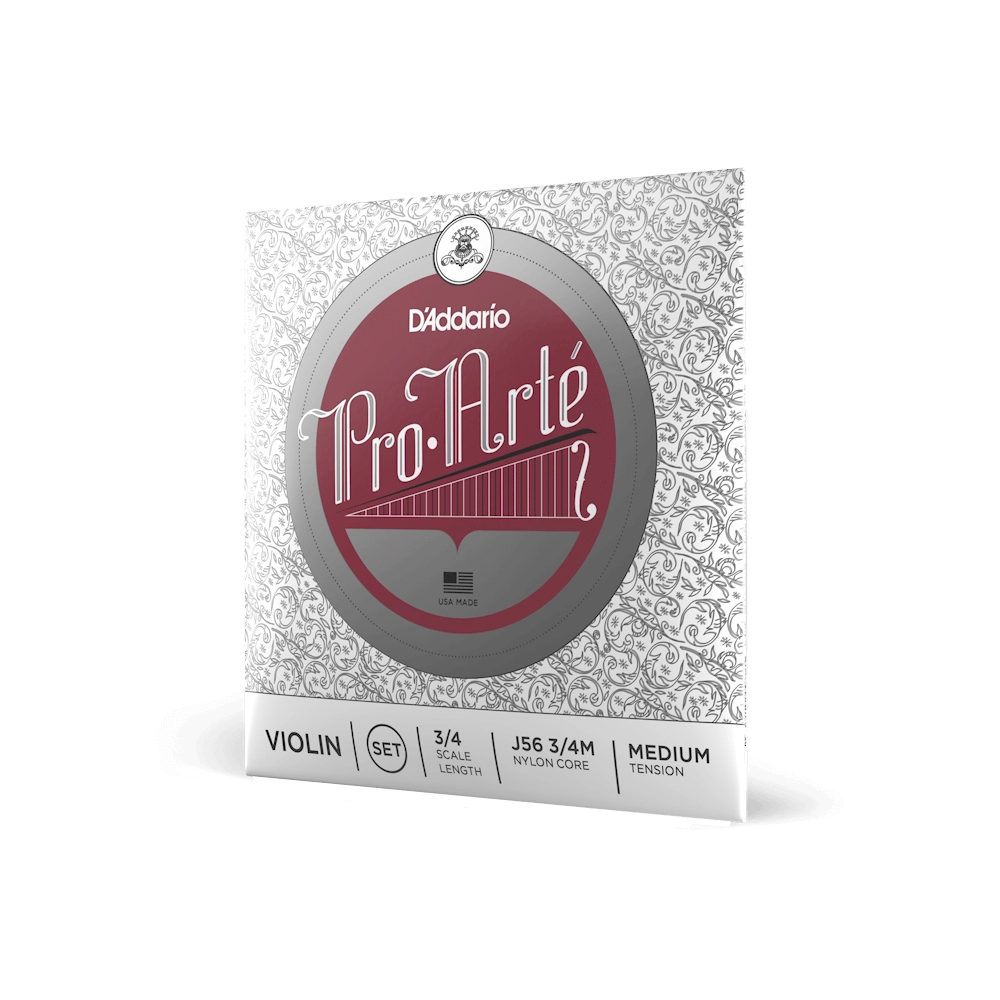 D'Addario J56 Pro Arte Violin Strings Set - Ball End Construction, 3/4 Size, Medium Tension - Perfect for Classical & Professional Violin Players