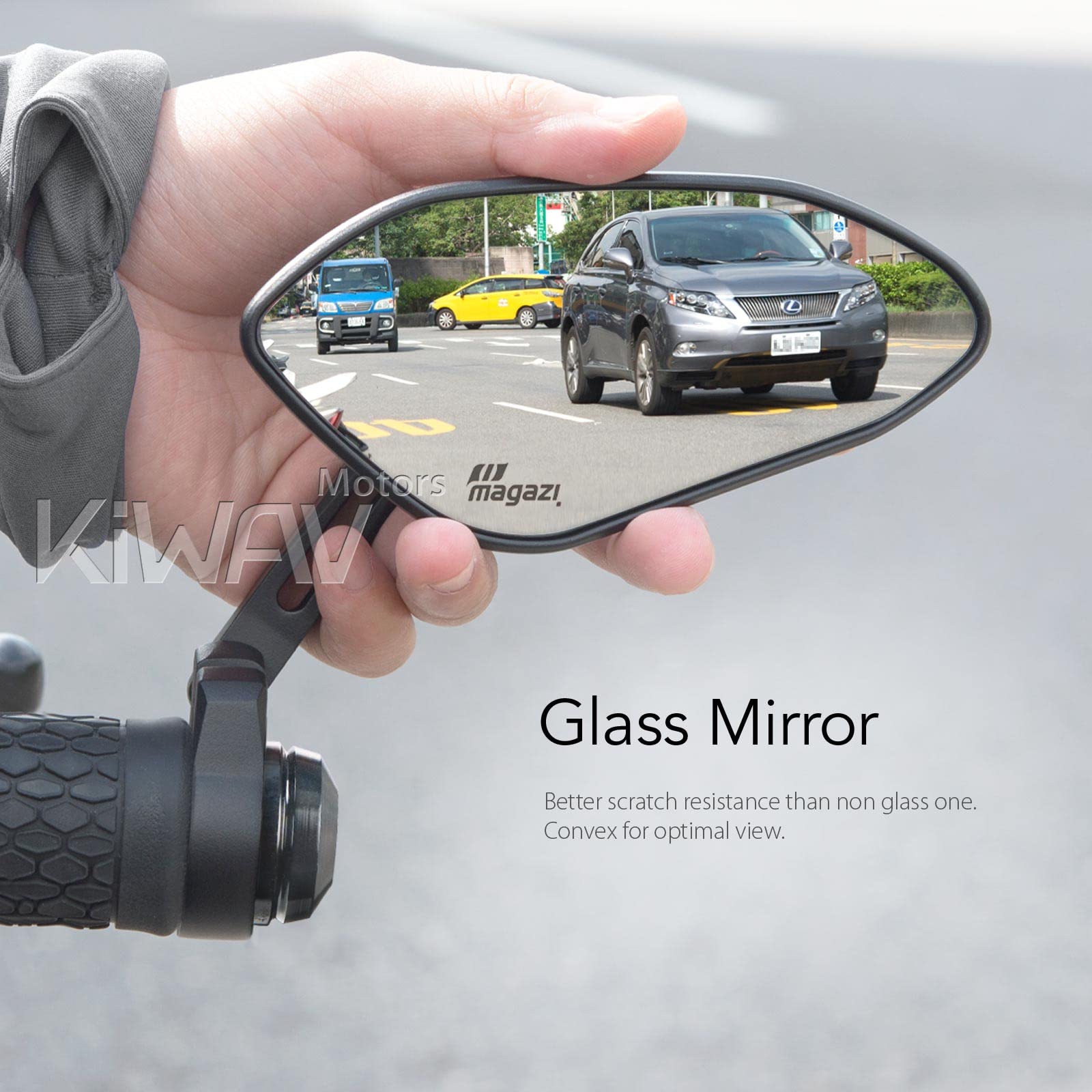 KiWAV Bar End Mirrors - Black for Triumph Water-Cooled Motorcycles - Enhance Visibility & Style for Urban Commuting & Adventure Riding