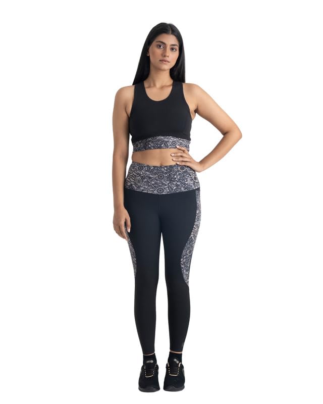 HUNNIT Women's Sports Bra & Leggings Set - 7/8 Length Squat Proof Yoga Pants with 4-Way Stretch & Round Neck Crop Top - Matching Workout Outfit for Gym, Running, Pilates & Yoga