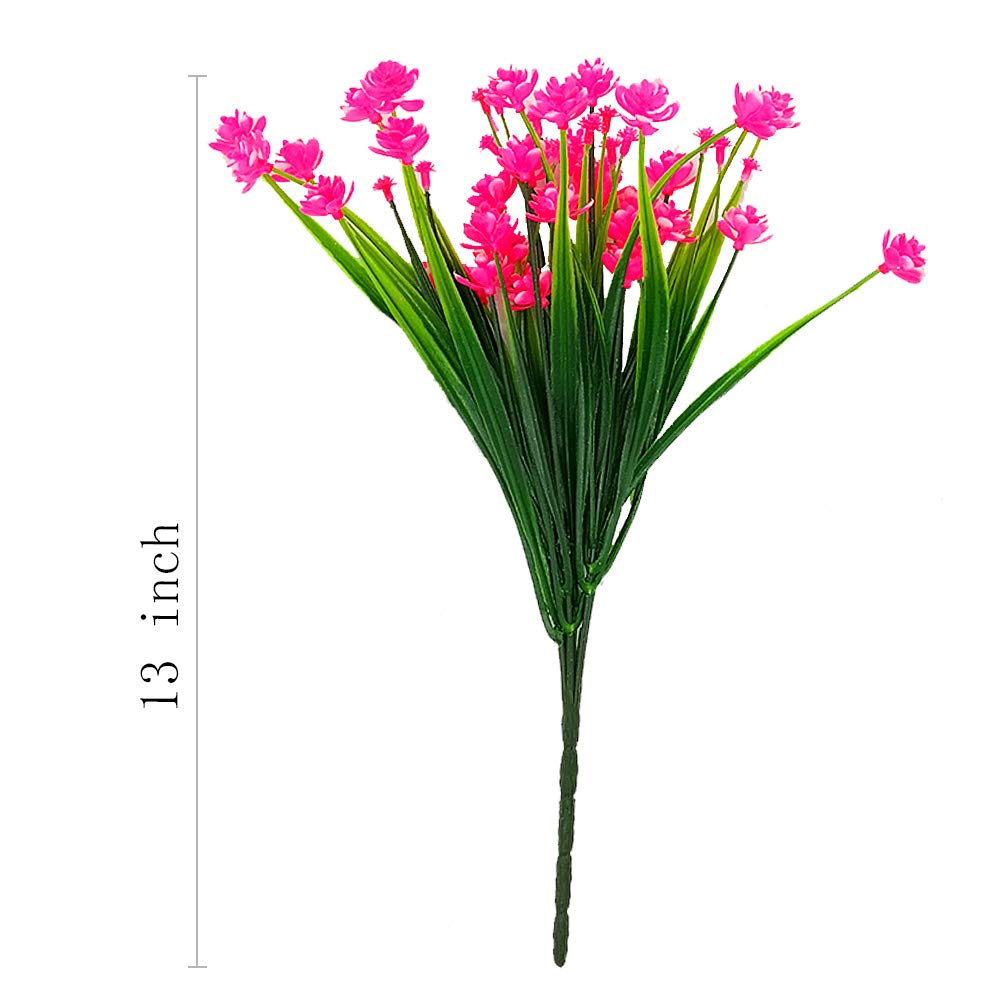 20 Pack UV Resistant Artificial Flowers - Outdoor Fake Plastic Plants for Garden, Porch & Window Box Decorations (Pink) | Perfect for Home, Wedding & Party Decoration