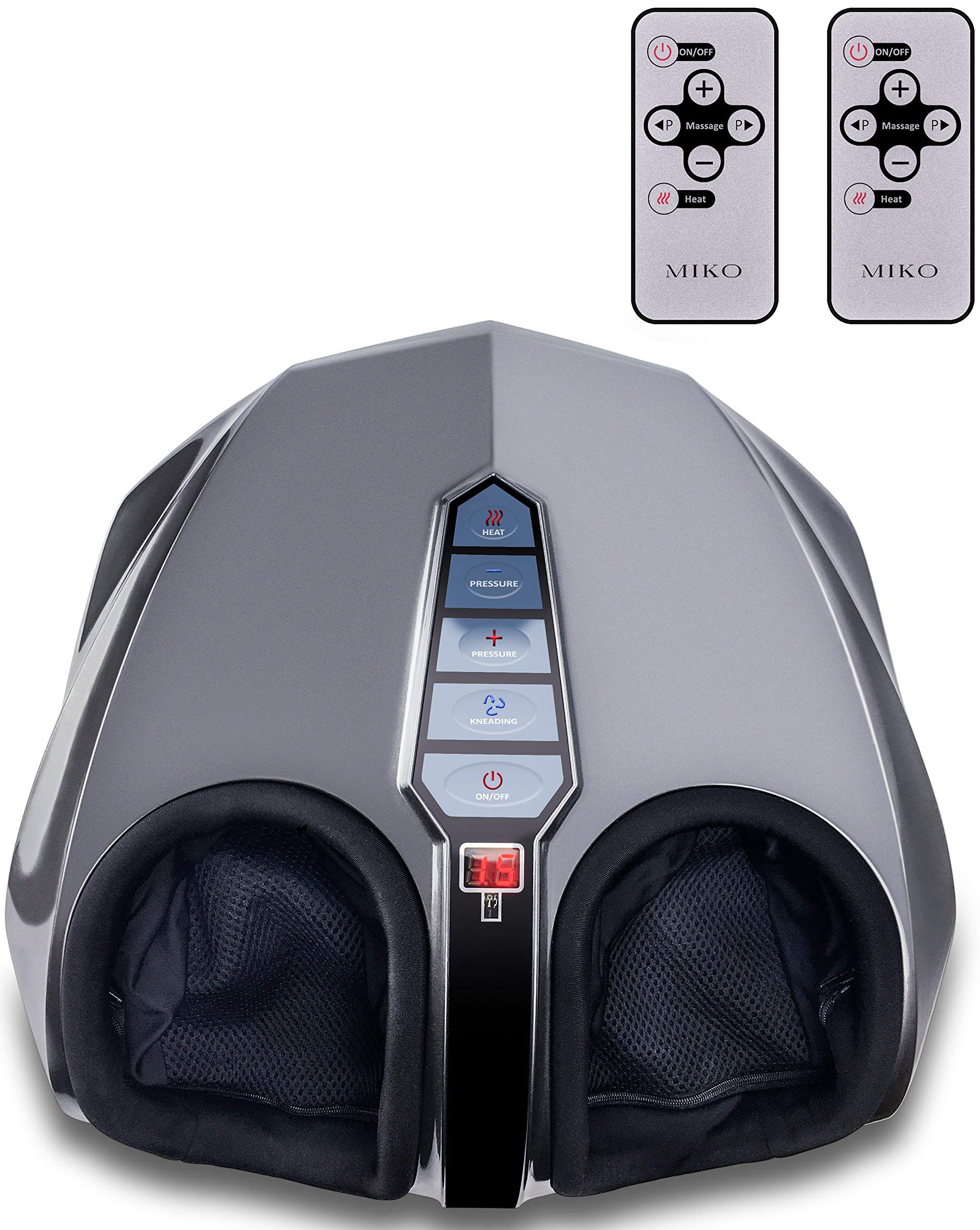 Renewed Miko Shiatsu Foot Massager with Deep-Kneading Technology, 3-Level Intensity & Adjustable Heat - Charcoal Grey | Perfect for Home Relaxation, Office Stress Relief & Post-Workout Recovery