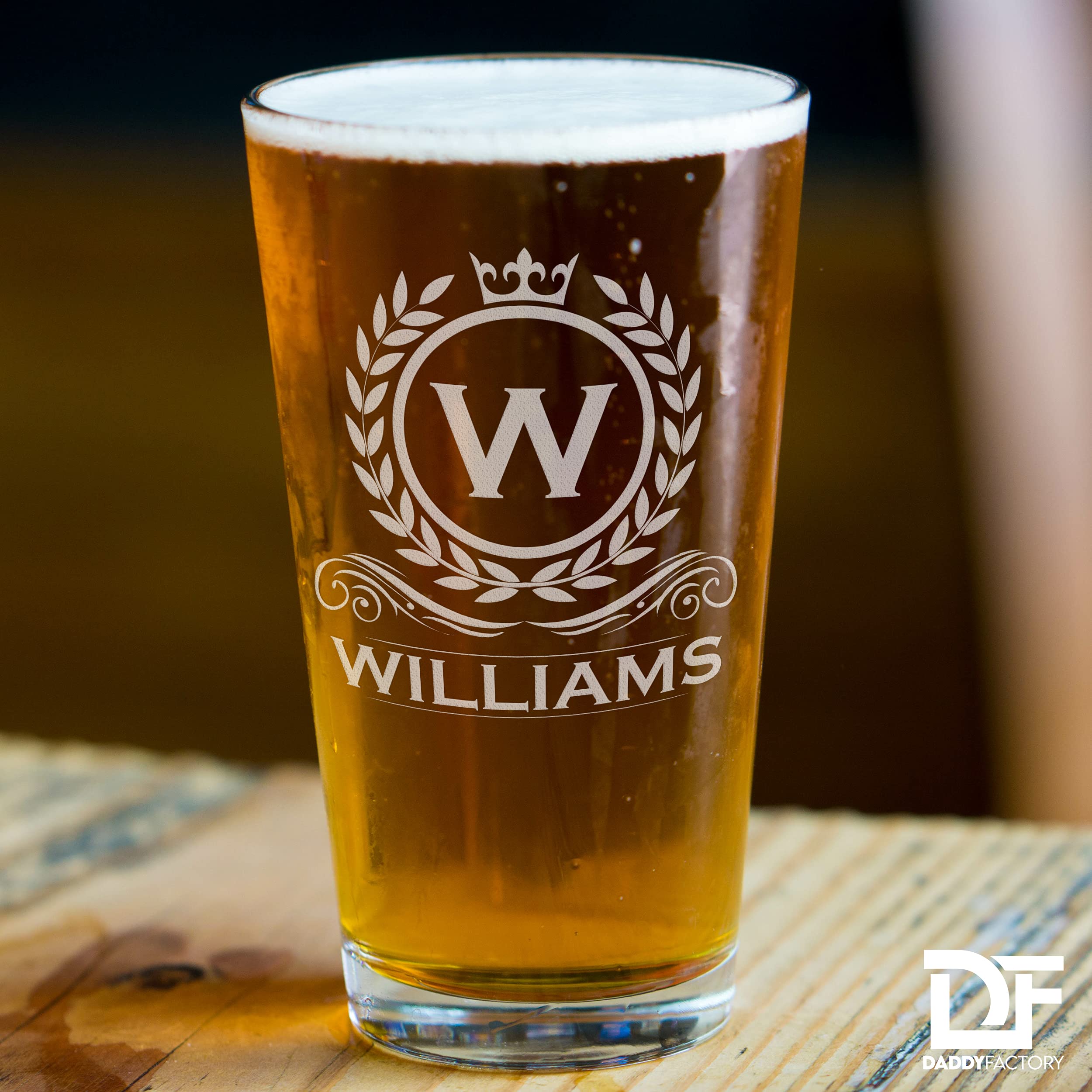Personalized Engraved 16 oz Monogram Pint Glass - Custom Gift for Men, Dad, Groomsmen & Best Man - Perfect for Weddings, Father's Day & Beer Lovers