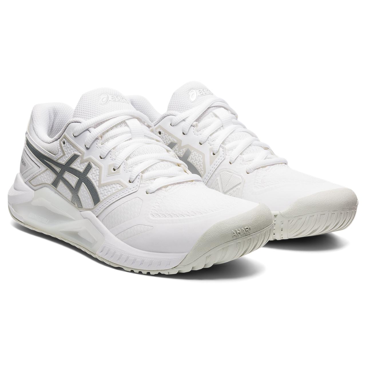 ASICS Gel Challenger 13 Women's Tennis Shoes - White/Silver - Lightweight & Supportive Court Shoes for Women's Competitive Tennis Matches & Training